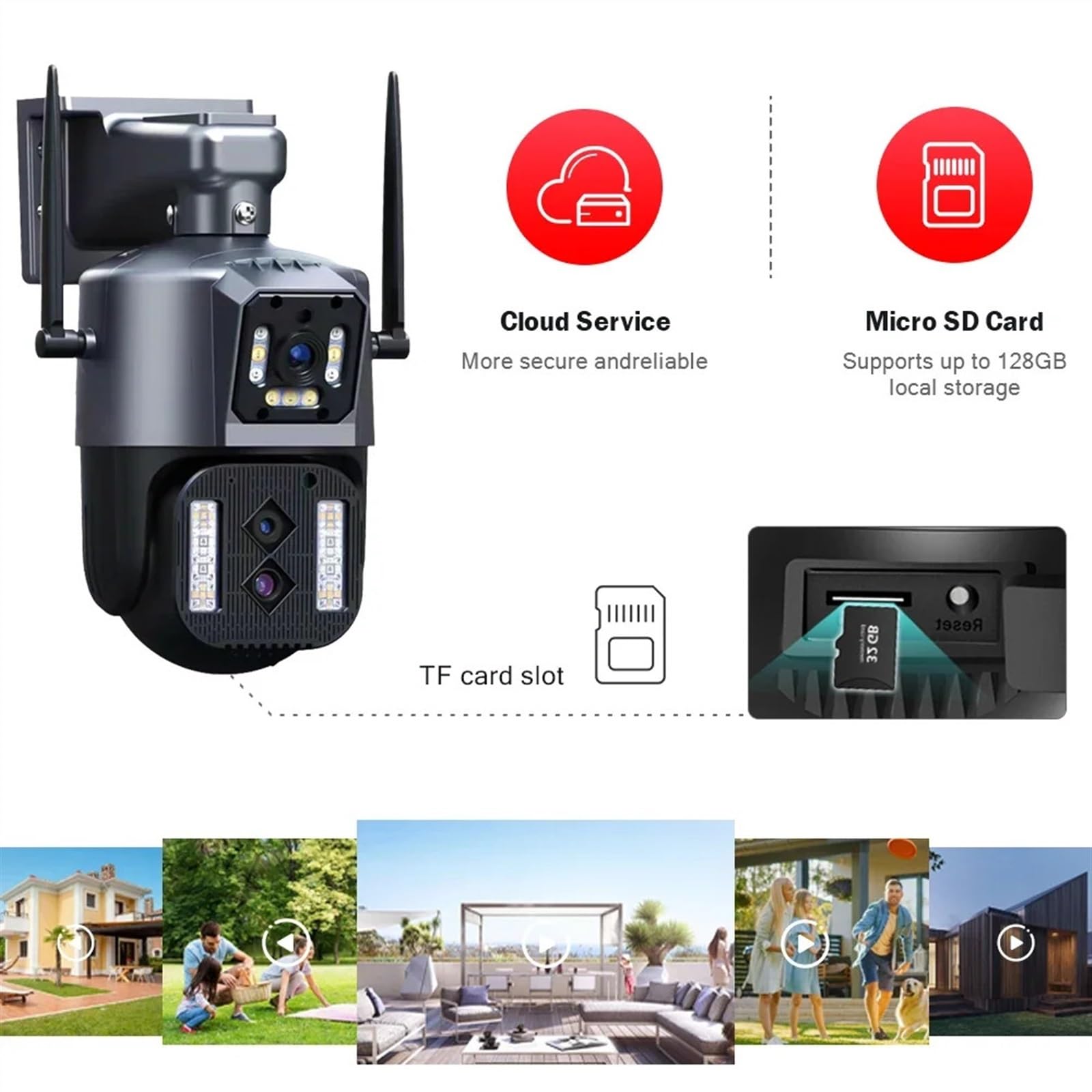 Kamera monitoringowa, Kamera IP 12MP 6K Wi-Fi Zewnętrzna kamera PTZ z trzema obiektywami Podwójne ekrany 10-krotny Zoom Automatyczne śledzenie Człowieka Wodoodporna 4K CCTV Ochrona bezpieczeństwa, Be
