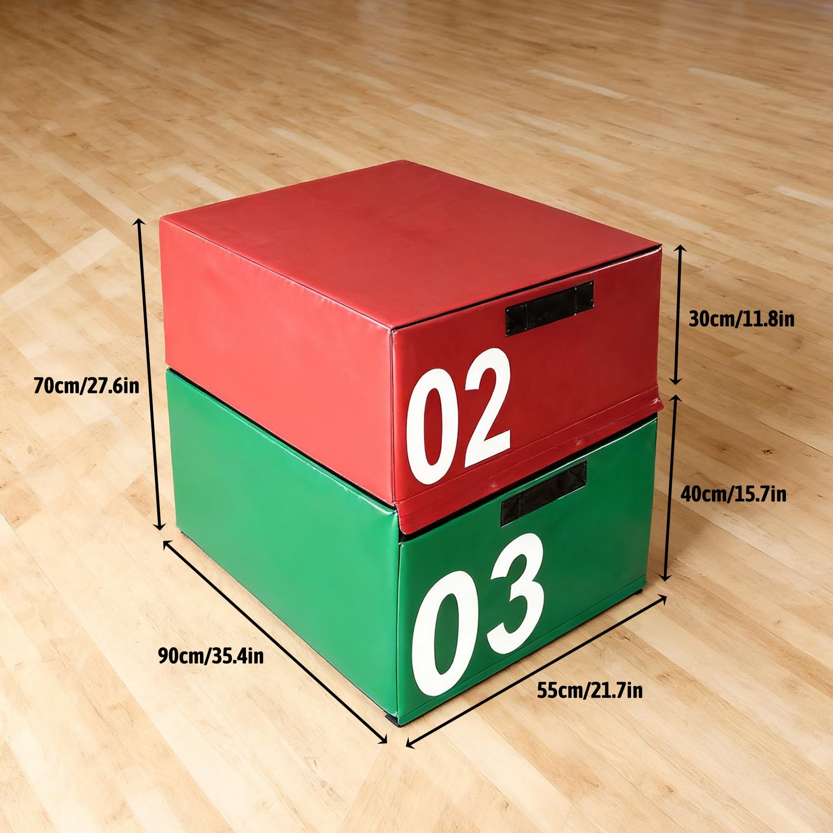 Caja de Salto Plyometrico Modular, Caja de Ejercicio Altura Ajustable con Surface Antideslizante & Espuma EPE para Plyometría, HIIT, Fuerza, Gym en Casa(Size:02#+03#)