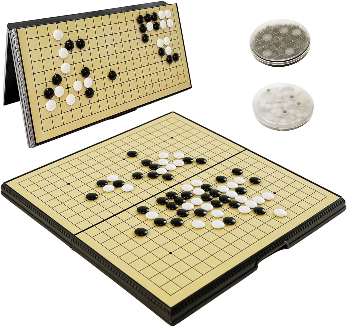 15 inch Go Game Set Magnetic Folding Board Game Portable Traditional Chinese Weiqi Set with Magnetic Stones for Adults Travel Gomoku