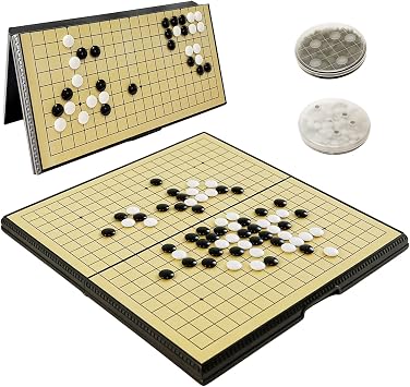 11 inch Go Game Set Magnetic Folding Board Game Portable Traditional Chinese Weiqi Set with Magnetic Stones for Adults Travel Gomoku
