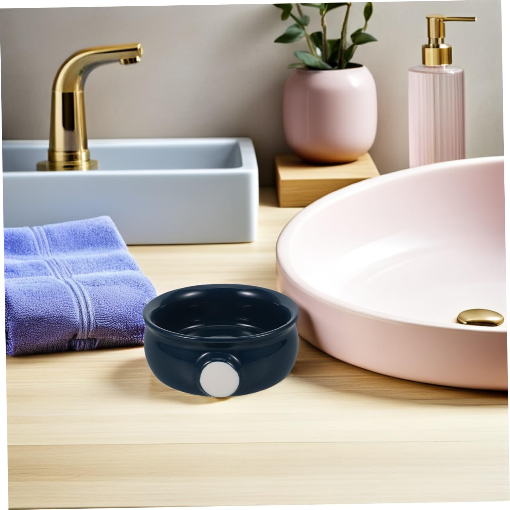 FOMIYES Ciotola da Barba in Ceramica Texture Spirale, Uomo | Uso Casa e Viaggio, Formato Portatile, Stile Elegante, per Sapone e Schiuma da Barba