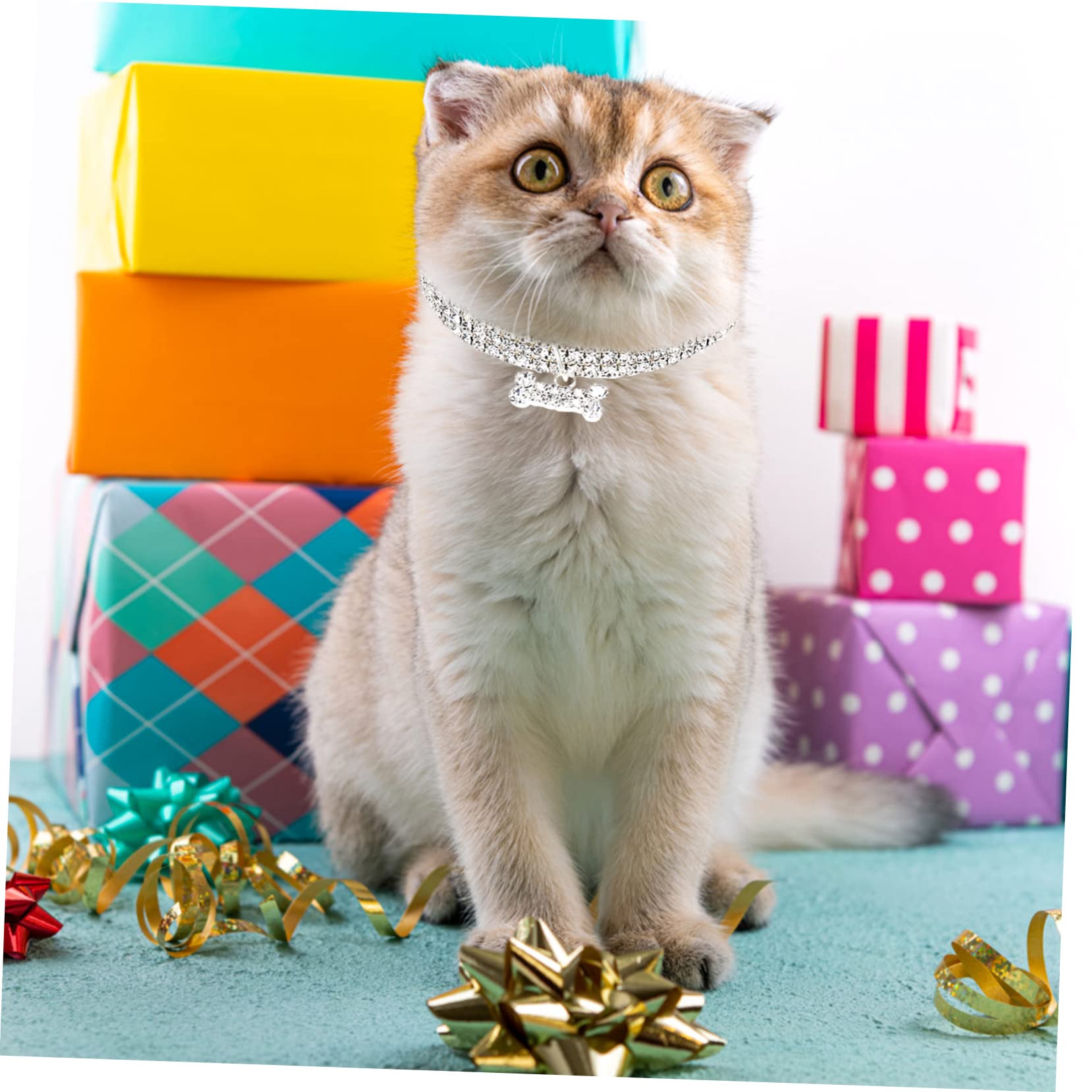 Mipcase 9pezzi Collane Decorative per Cani e Gatti Strass Collari Resistenti all Usura Accessorio Elegante per Feste e Occasioni Speciali