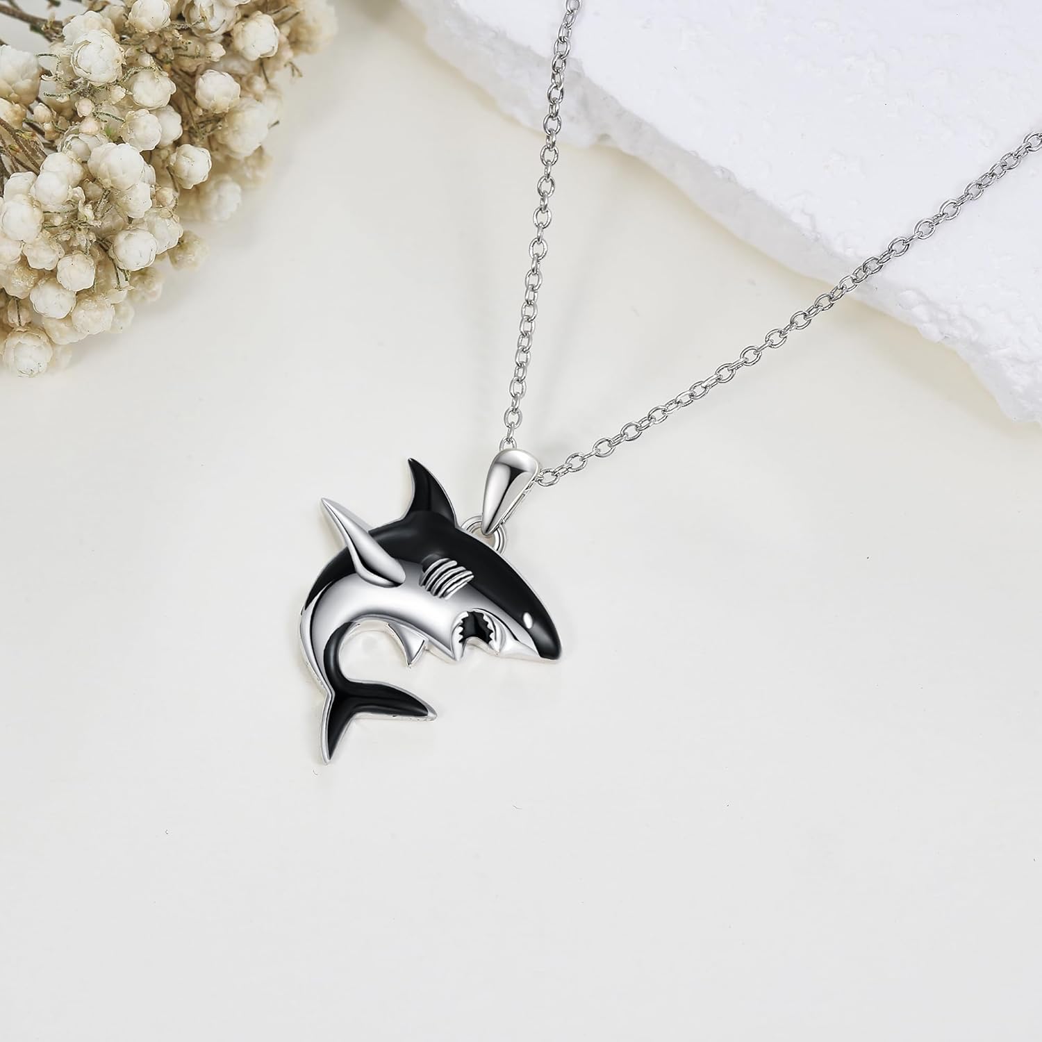 925 Sterling Silver Shark Pendant Animal Jewelry Necklace, Necklace Gift for Boys and Girls - Image 4