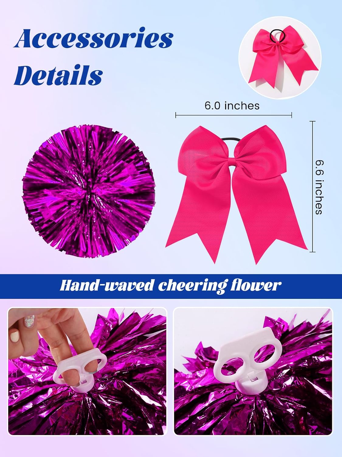 Cheerleader Costume for Girls 6-12Y Halloween Cheerleading Outfit 5Pcs Cheer Uniform Fancy Dress for Party/Sports Day - Image 5
