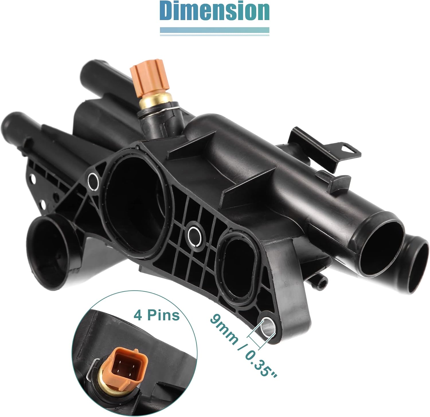 X AUTOHAUX Water Outlet Engine Coolant Thermostat Housing Assembly for Hyundai Sonata for Kia Optima Rondo 2.4L 2008 2009 2010 256002G600