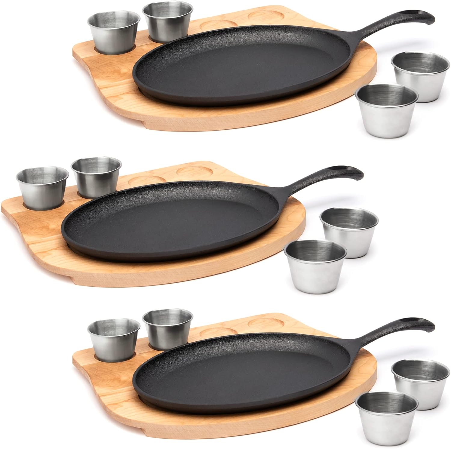 Uno Casa Fajita Cast Iron Skillet Set of 3 PreSeasoned