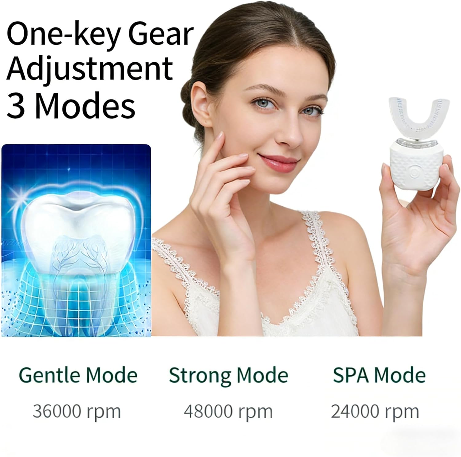 Scandinavian Smiles Brush 360° U-Shape Electric Toothbrush for Adults,Oral Cleaning (Blue)