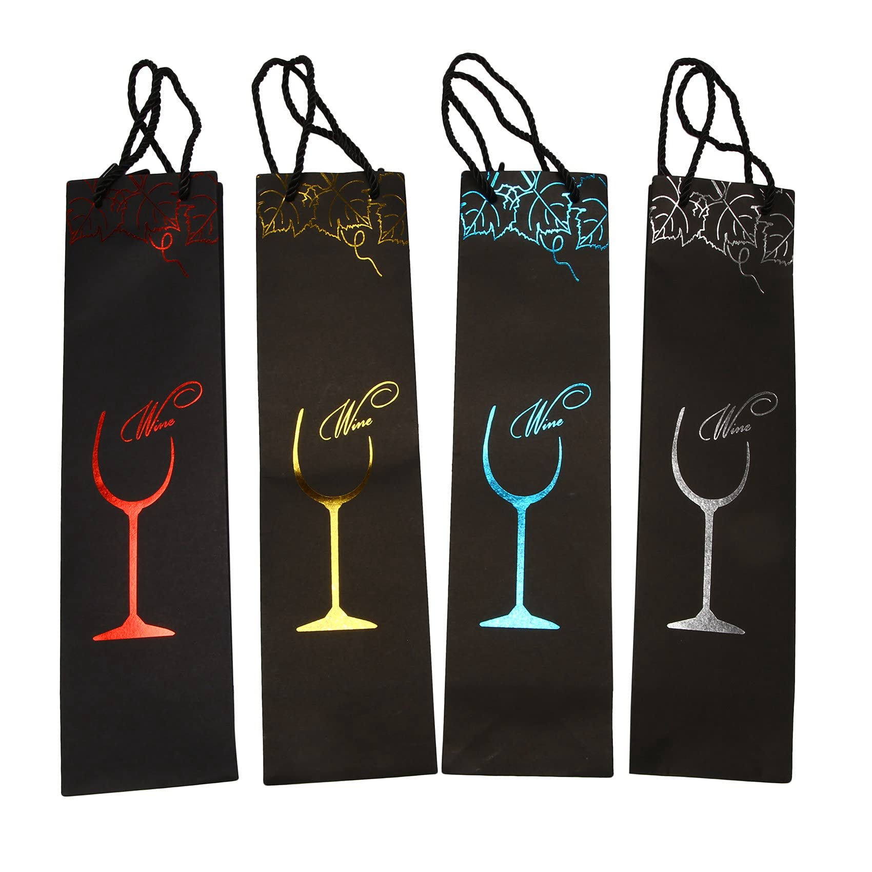 CTRLZS 12Pcs Paper Wine Bags Gift Bag Red Bags Single Bottle Tote Wine Hand Bag Carry Bag Organizer Bags (Random Color)