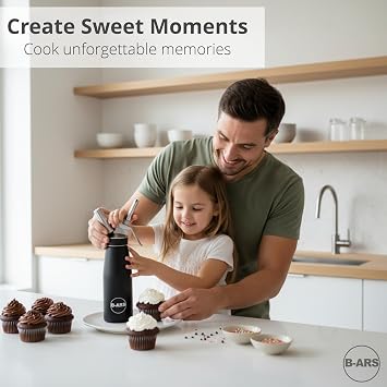 Aluminium Whipped Cream Dispenser 500ml Professional Dessert Siphon Foam Maker with Stainless Steel Nozzles Plastic Tips Cleaning Brush Carry Bag Recipe eBook for Mousse Toppings Home Chefs Gifts | Plastic and stainless steel nozzles, brush, accessory bag, sweet and savory foams, whipped cream