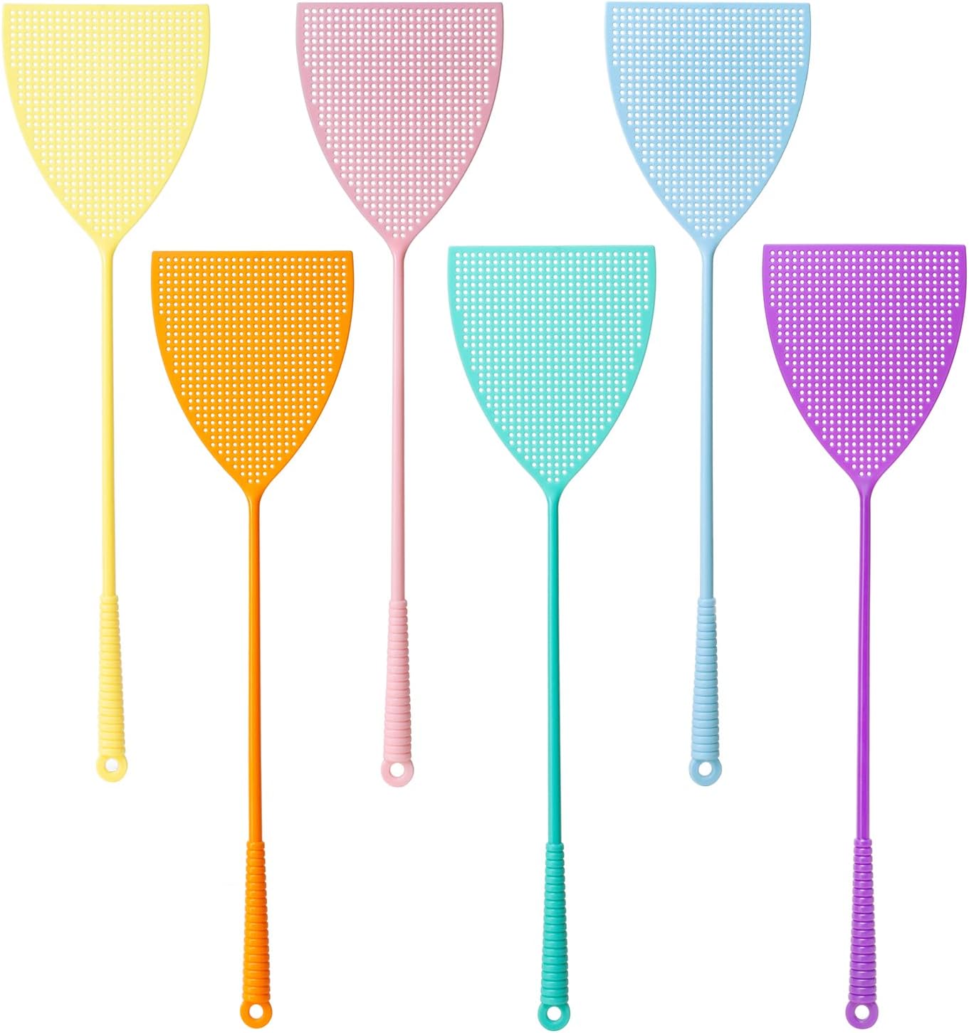 Fly Swatter, 6 Pack Plastic Fly Swatters 17.5“ Strong Flexible Manual Swat Set Pest Control Perfect for Flies, Mosquitoes, Horse Flies, Wasps, Insects - with Assorted Colors