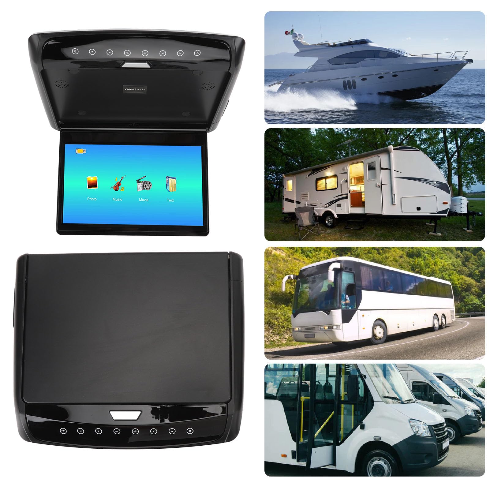 Autodach-Player, Auto-Overhead-Player 11,6-Zoll-HD-IPS-Bildschirm 170-Grad-Öffnungswinkel Rücksitz-Entertainment für Business-Auto-SUV-Wohnmobil (BLACK)