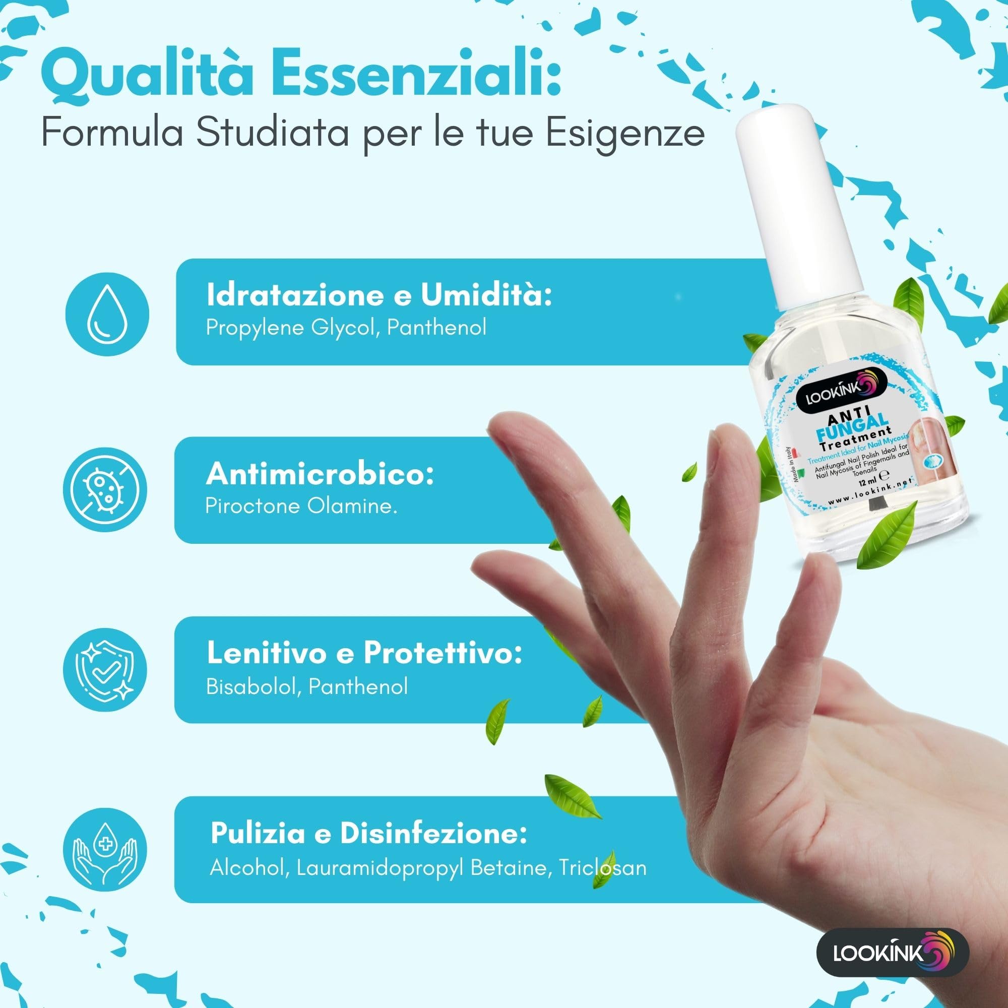 Smalto per Micosi Unghie Piedi e Mani 12 ml - Made in Italy - Trattamento Antimicotico Forte Smalto ideale per Funghi e Onicomicosi - Trattamento Efficace Per la Ricrescita di Unghie Sane
