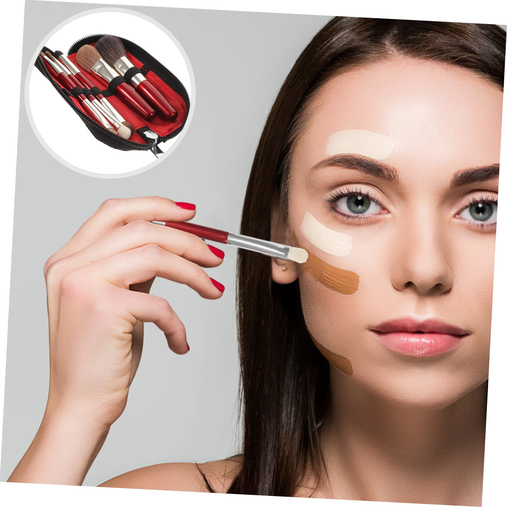 ABOOFAN 2sätze Makeup Pinsel Für Frauen Teiliges Reise-makeup Doppelseitigen Pinsel Und Kosmetiktasche Für Blush Loose Powder Und Konturierung