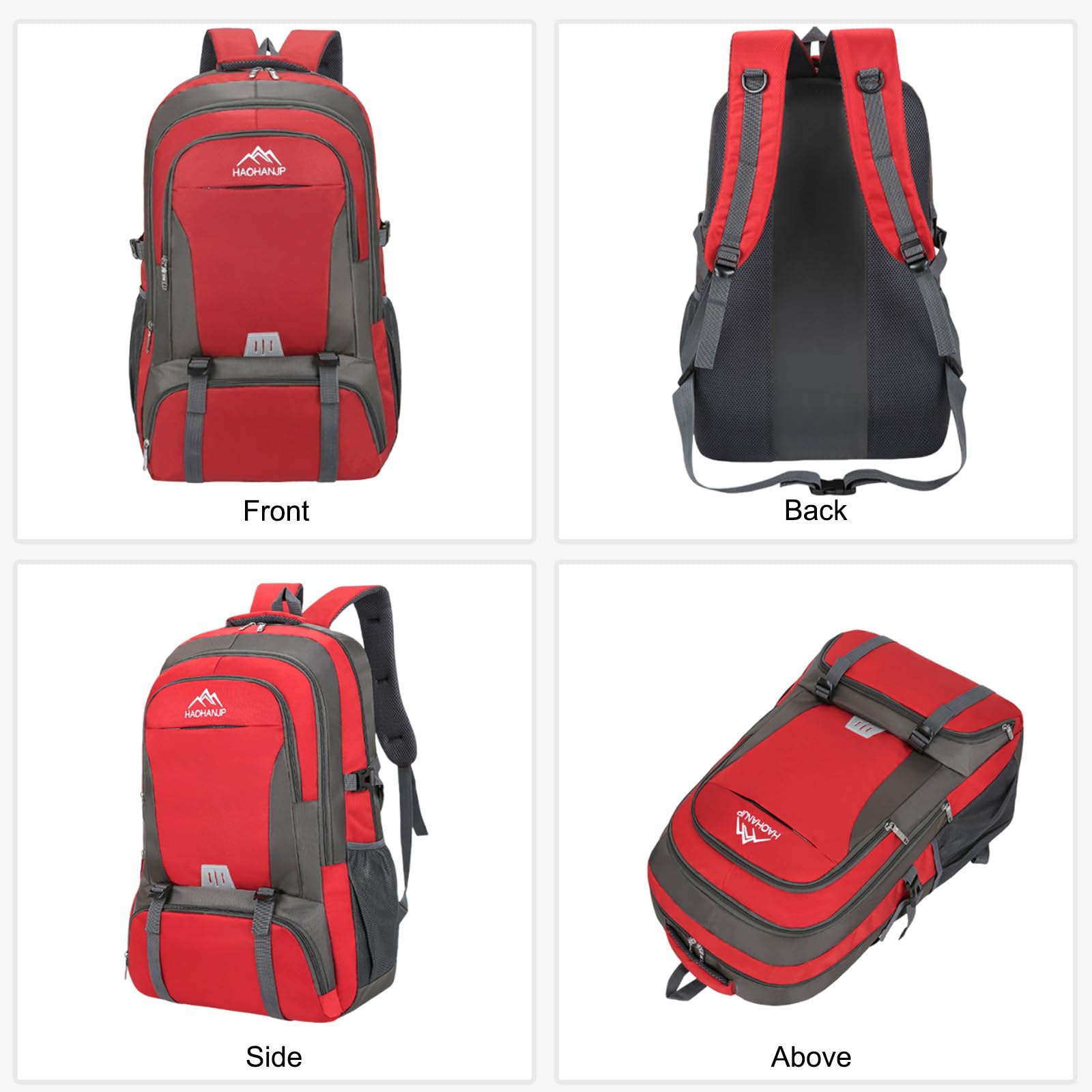 55L Zaino da Trekking Zaino Grande Impermeabile Zaini Hiking Backpack per Donna Uomo Campeggio Arrampicata Viaggio Sport Nero