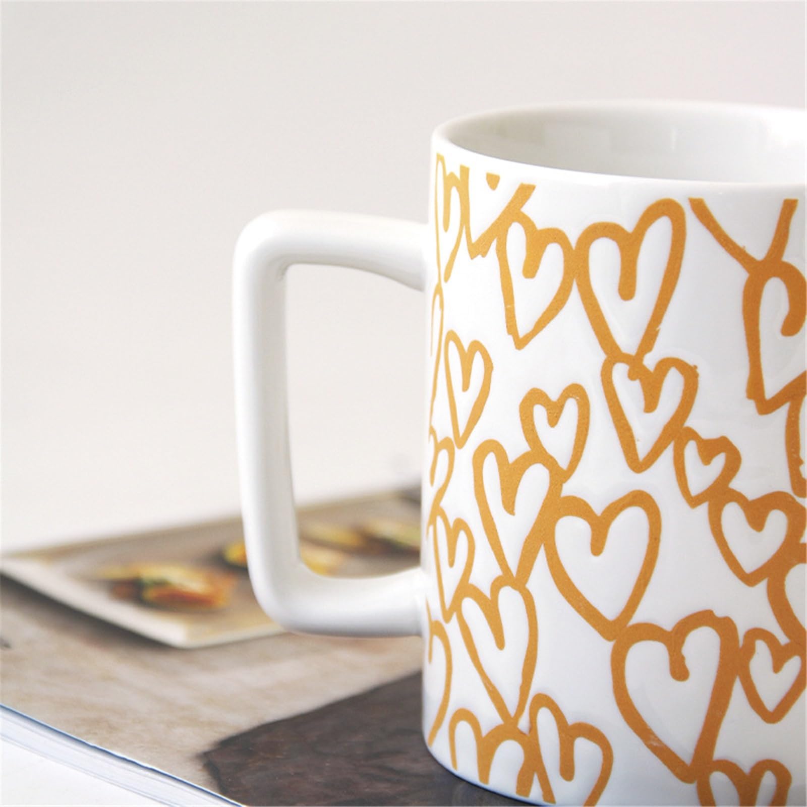 Taza de oficina Taza de café cerámica gran capacidad for desayuno avena, 400 ml(Yellow)