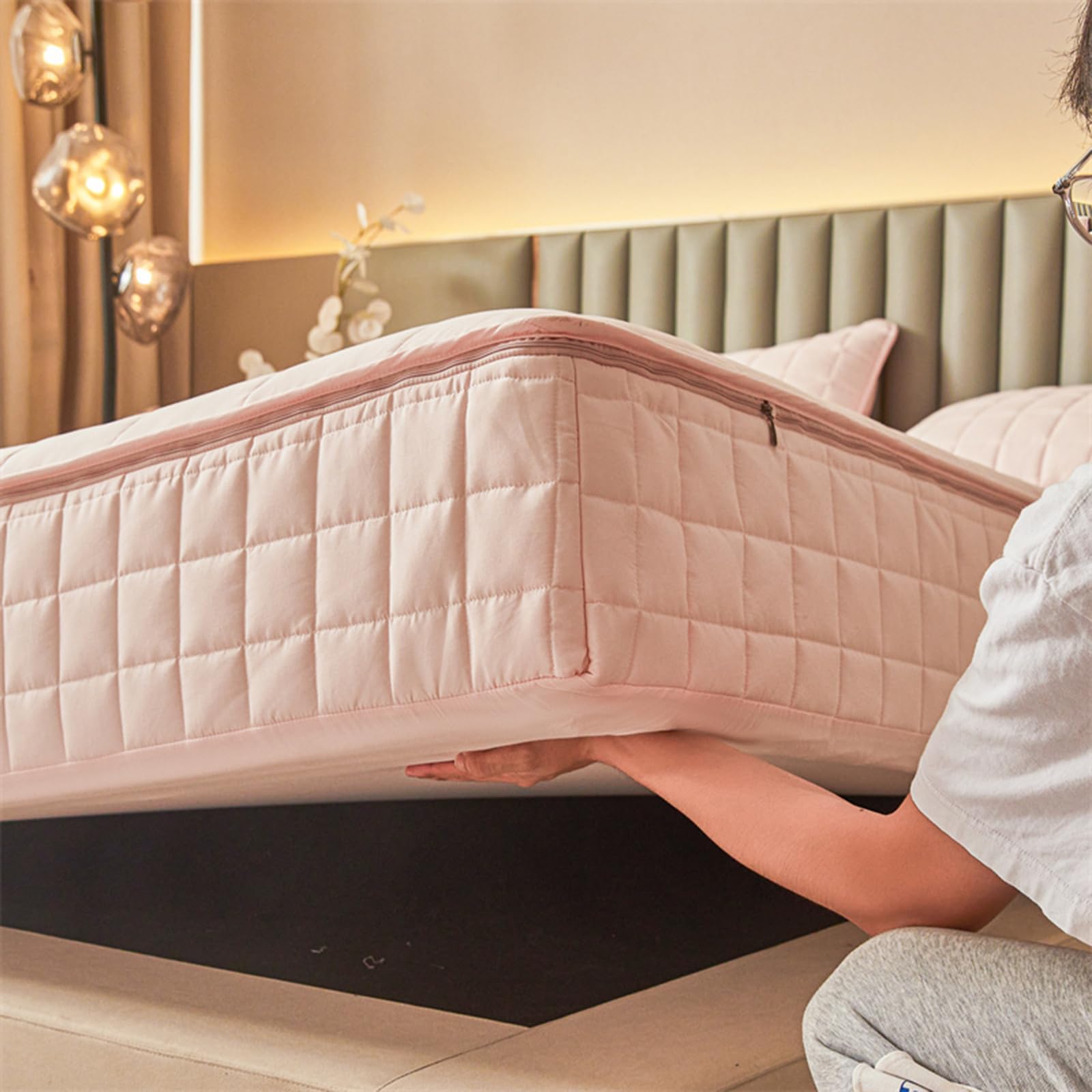 Coprimaterasso trapuntato impermeabile – Dimensioni standard con cerniera 140 x 190 cm antipolvere e rimovibile, massimo comfort e protezione per lo spostamento, adatto per materassi da 150 x 200 + 16