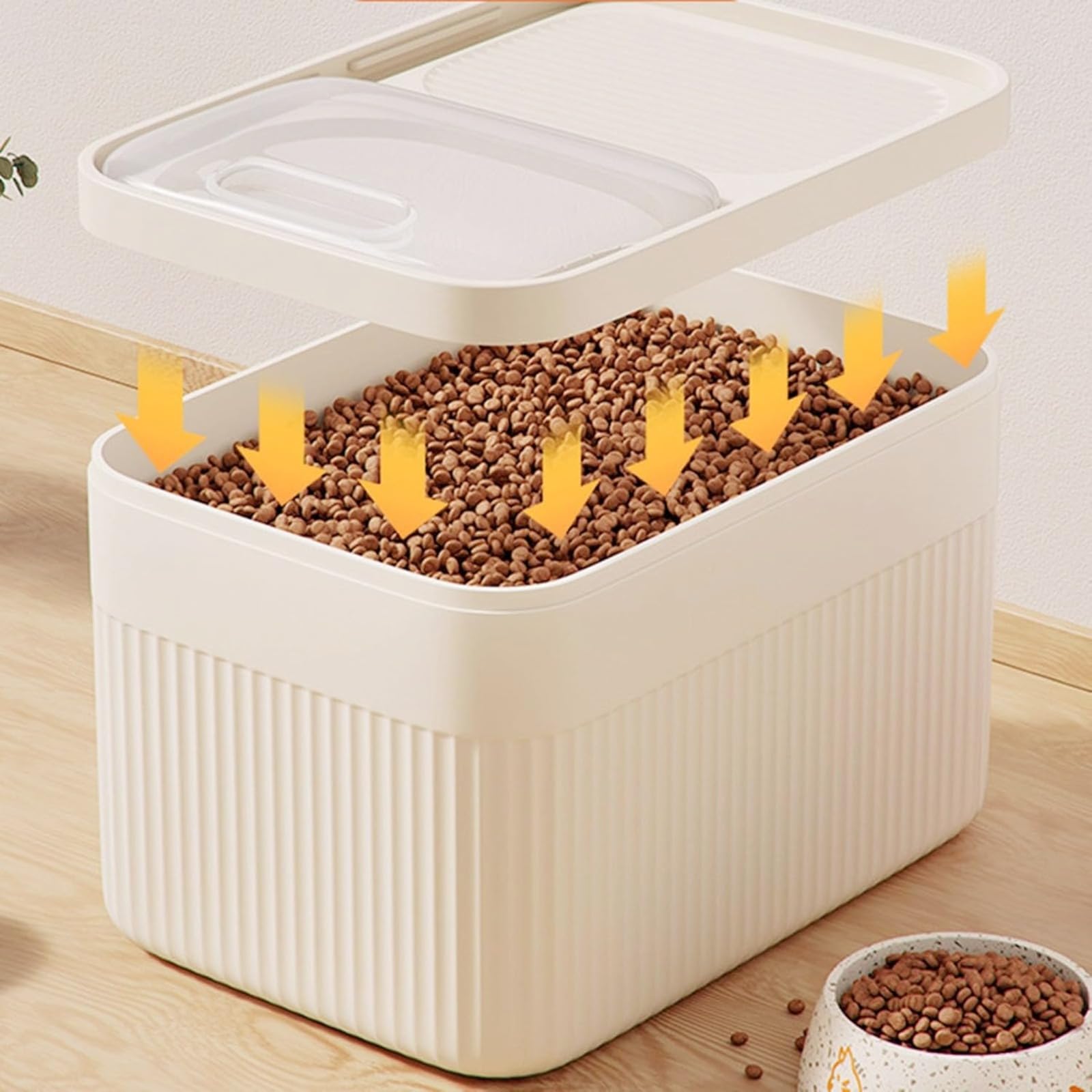 Genérico Contenedor de Comida para Mascotas, contenedor de Almacenamiento de Comida para Mascotas, Capacidad máxima de 15 kg, Adecuado para Perros, Gatos y Otras Mascotas, con Taza medidora