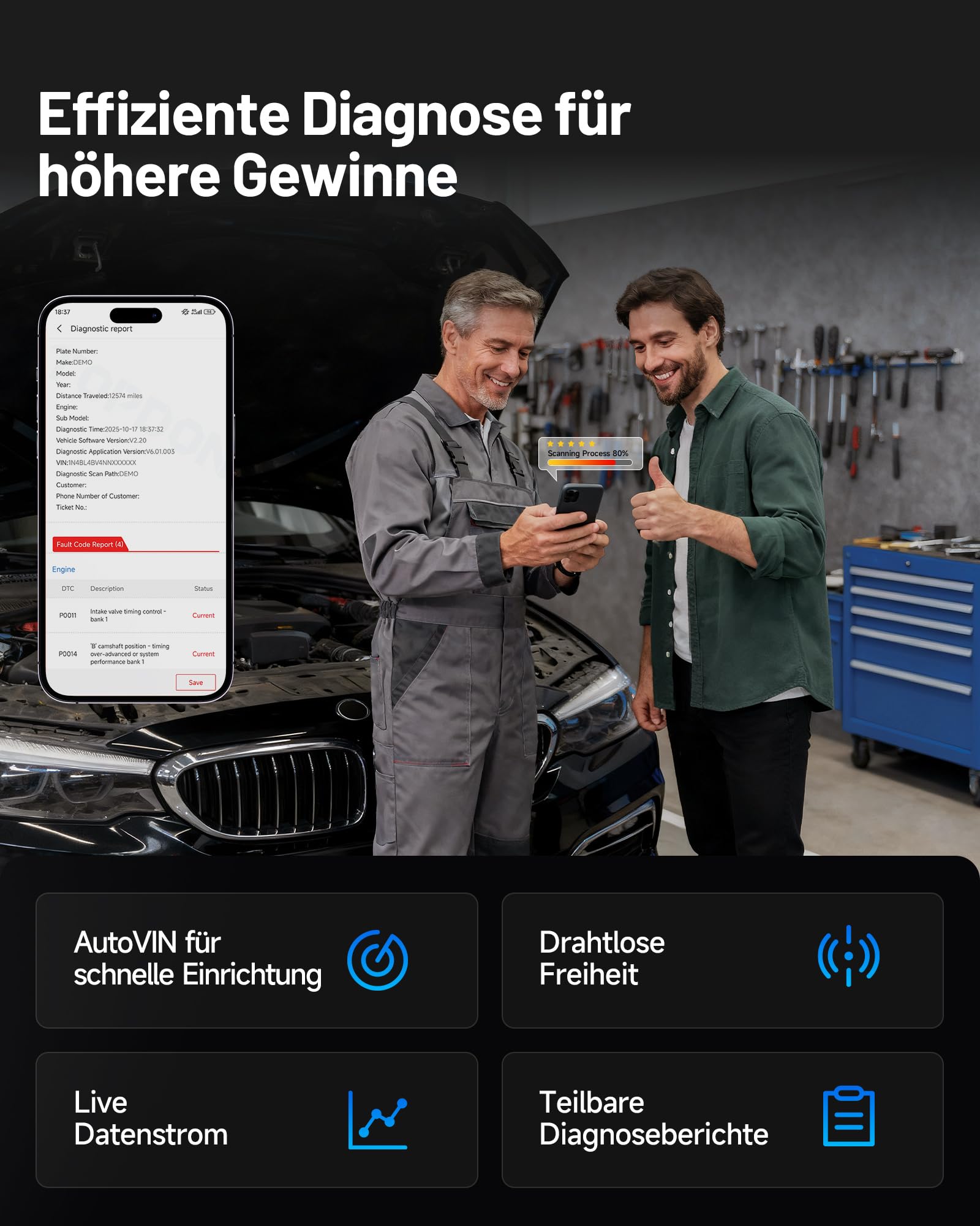 TOPDON TopScan Master OBD2 Diagnosegerät Auto, Bidirektionale Kontrolle/30+ Zurücksetzen/KI-gestützt, CAN-FD&DoIP, FCA/Nissan/Renault SGW