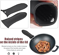 Vista 5 de Paquete de 2 fundas de silicona para mango de sartén de hierro fundido resistentes al calor, fundas para ollas y sartenes, soporte de mango