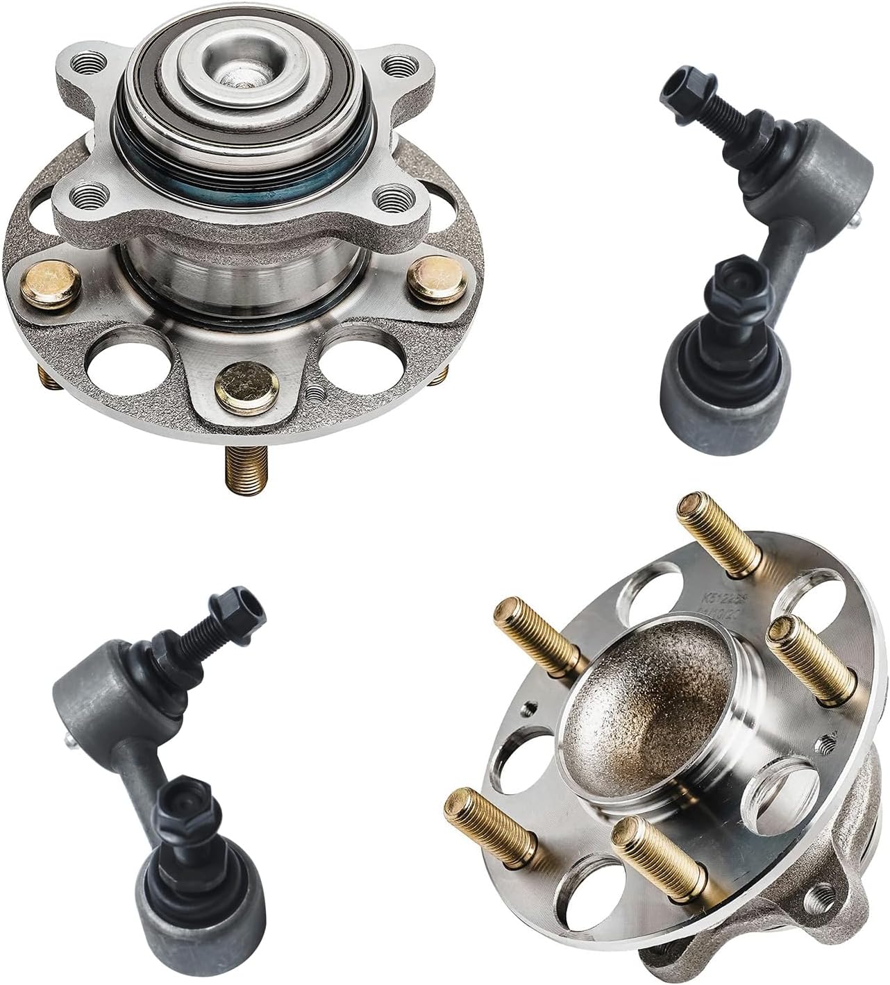 Detroit Axle - 4pc Rear Wheel Bearing Hubs Kit for 2006-2011 Honda Civic Acura CSX, 2 Wheel Bearing Hubs Assembly 2 Stabilizer Sway Bar End Links 2007 2008 2009 2010 Replacement