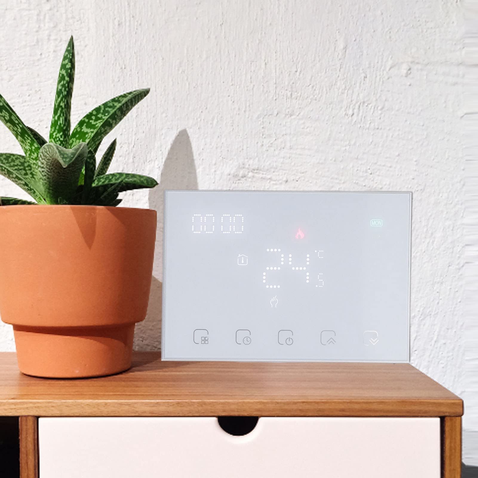 Termostat do podgrzewania wody Ekran dotykowy WIFI Sterowanie głosem Bezprzewodowy termostat Programowanie czasu USB 95 230 V Inteligentny termostat domowy do systemów