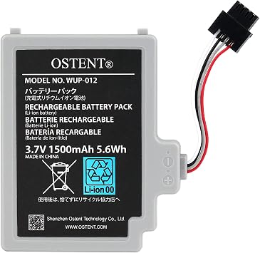 OSTENT 3.7V 1500mAh Li-ion Polymer Lithium Ion Rechargeable Battery Pack Replacement for Nintendo Wii U Gamepad