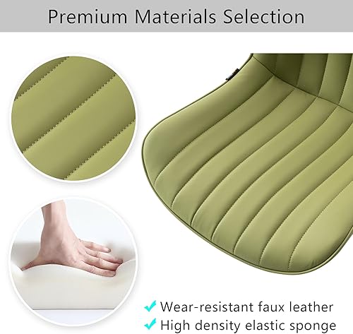 Miniatura 8 de YOUNIKE Silla de oficina sin brazos, silla giratoria de cuero con ruedas, tapizada y ajustable, silla de computadora moderna con ruedas, silla