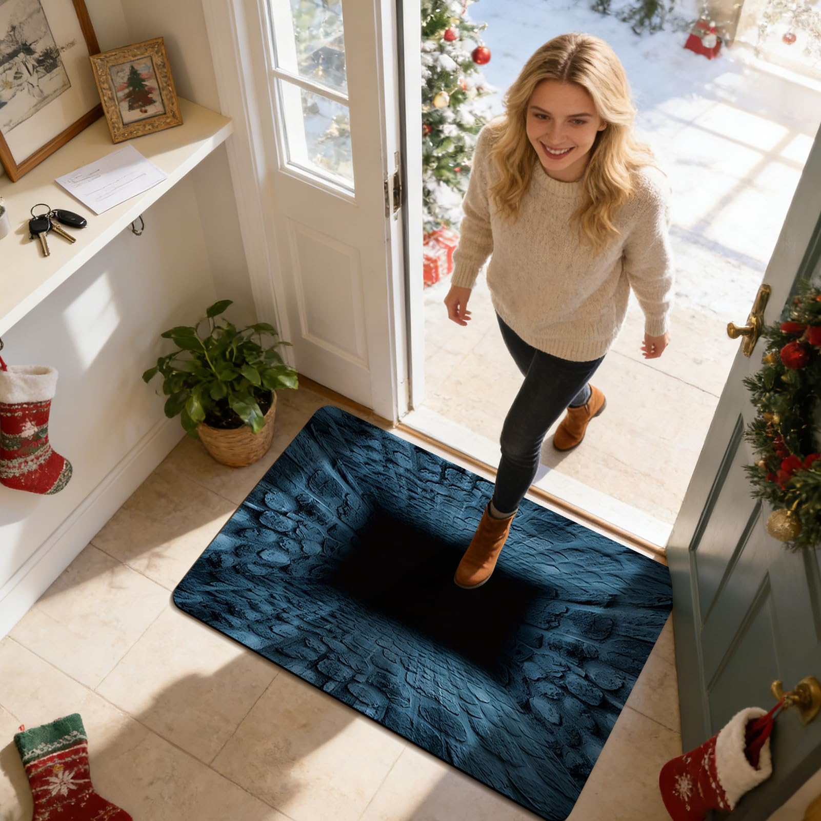 Optische Illusion Teppich 80 x 50 cm Schnelltrocknender Rutschfester