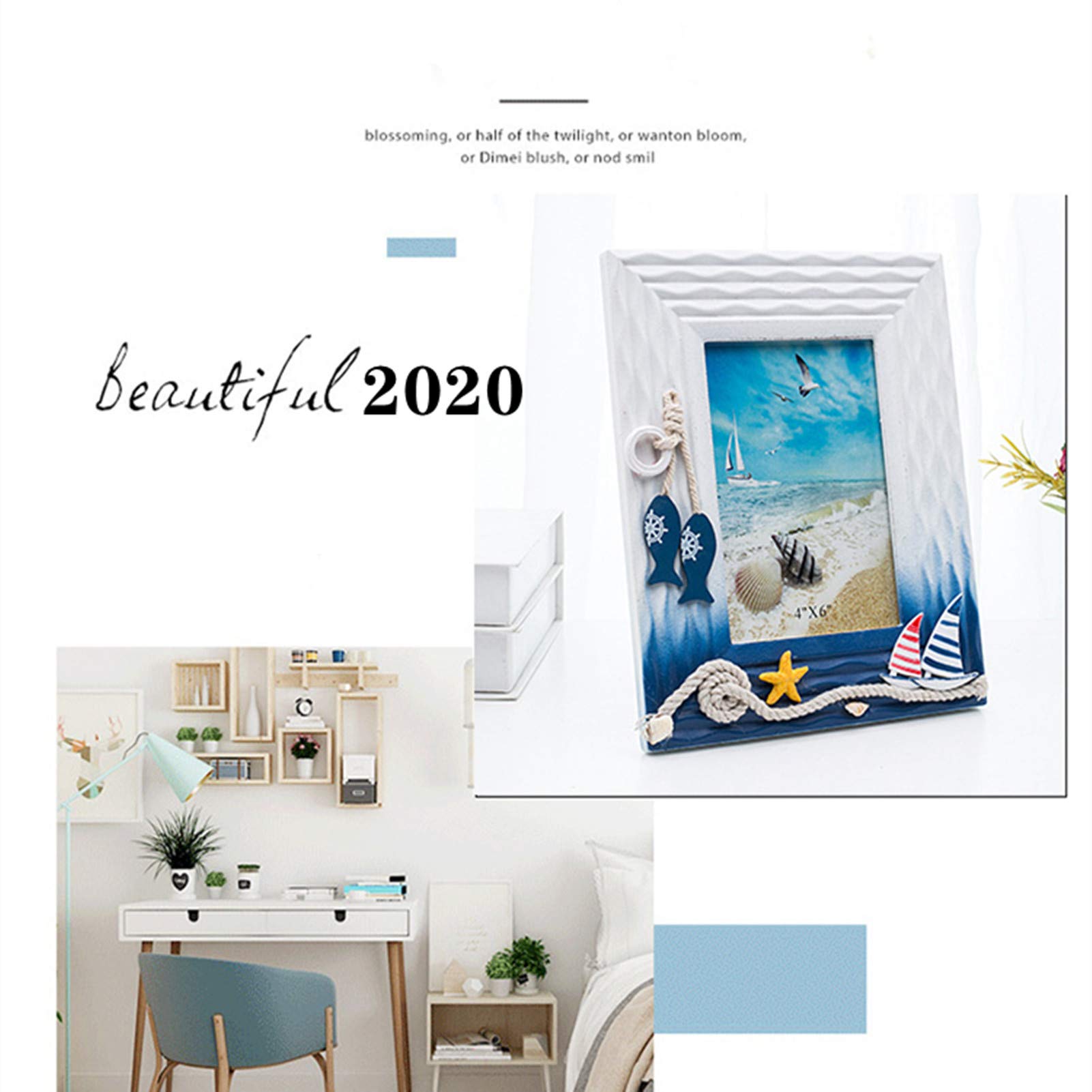 Cornice Portafoto In Legno Homoyoyo Stile Nautico – 13.5x12.5x2 Cm – Decorazione Da Parete