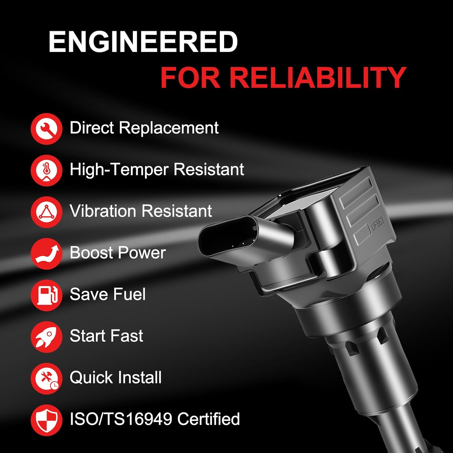 Ignition Coils Pack with Spark Plugs Fits for Kia Sedona, Telluride, Cadenza, Sorento, for Hyundai Palisade, Genesis G80 2016-2020 V6 3.3L 3.8L Replacement for UF863 273103L030 93175