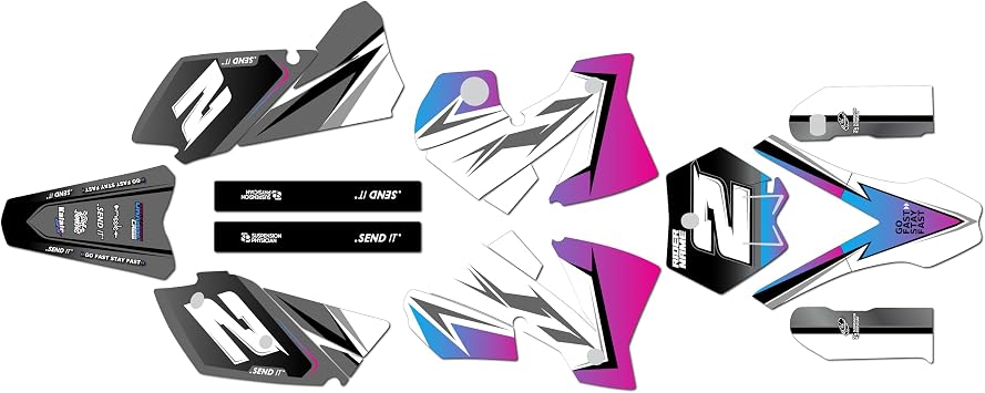 Graphics Kit for KTM SX SXF 125-250-350-450 2003-2004 Razor Series Magenta 16 Mil - On/Off The Road - Dirt Pit Bike Motorcycle Sticker, no-Plastics