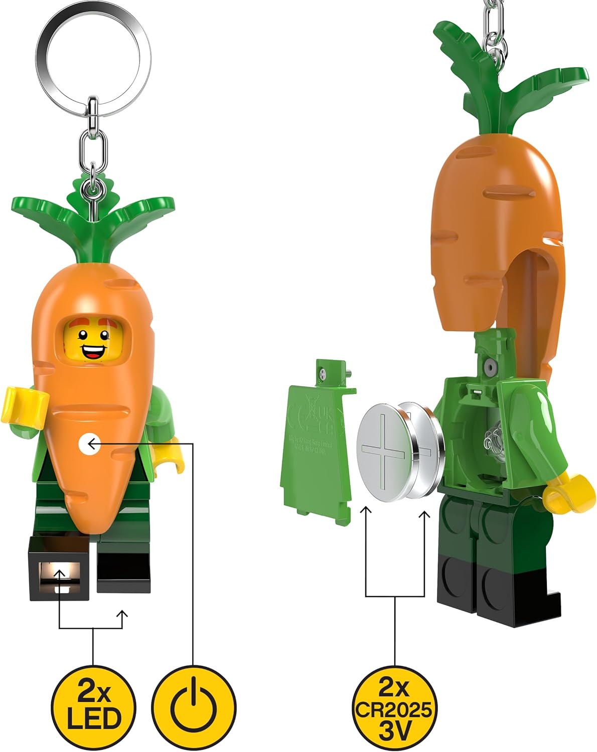 LEGO Bunny Suit Guy & Carrot Mascot Keychain Light Bundle