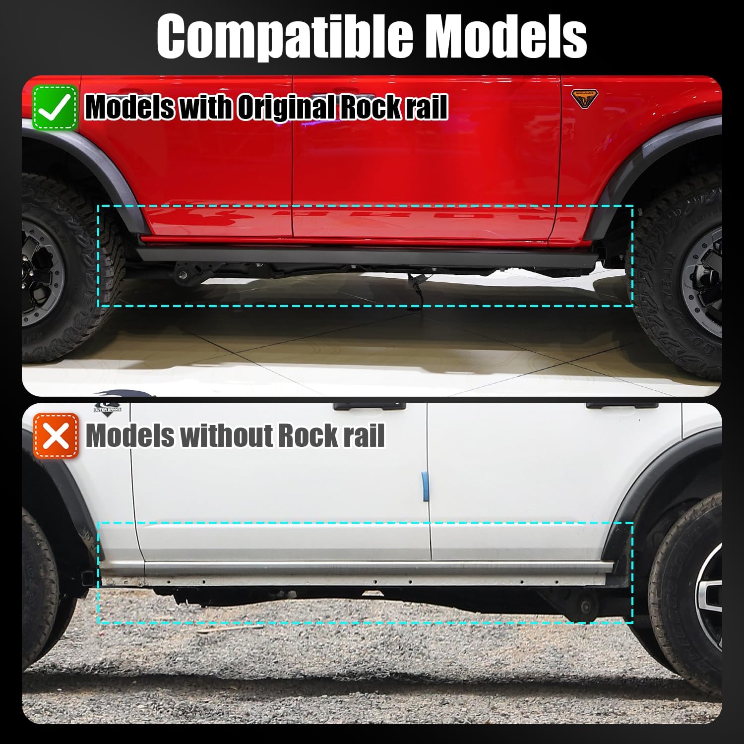 Running Boards Side Steps Compatible with Ford Bronco 2021-2026 Side Steps Bar Nerf Bar fit for Bronco Accessories 2/4 Door (2 PCS)