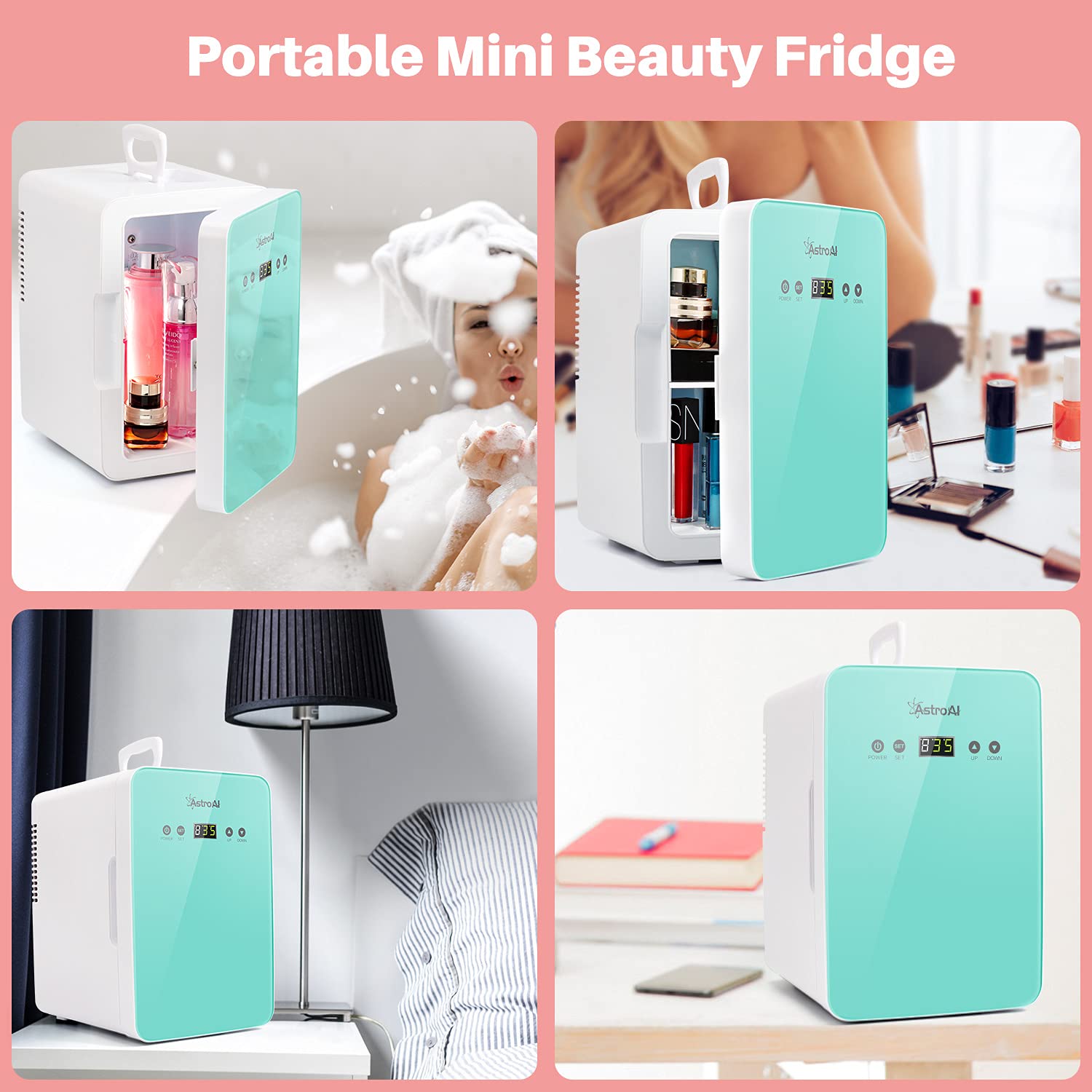 AstroAI Mini Fridge 6 Liter/8 Can Skincare Fridge for Bedroom with Upgraded Temperature