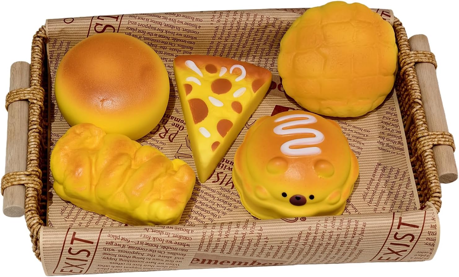 Fake Bread Toys Funny Stress Relief Simulation Food Squishys Scented Squeeze Toy Super Soft Slow Rising Squeeze Toys Novel Birthday Presents 5 Pcs