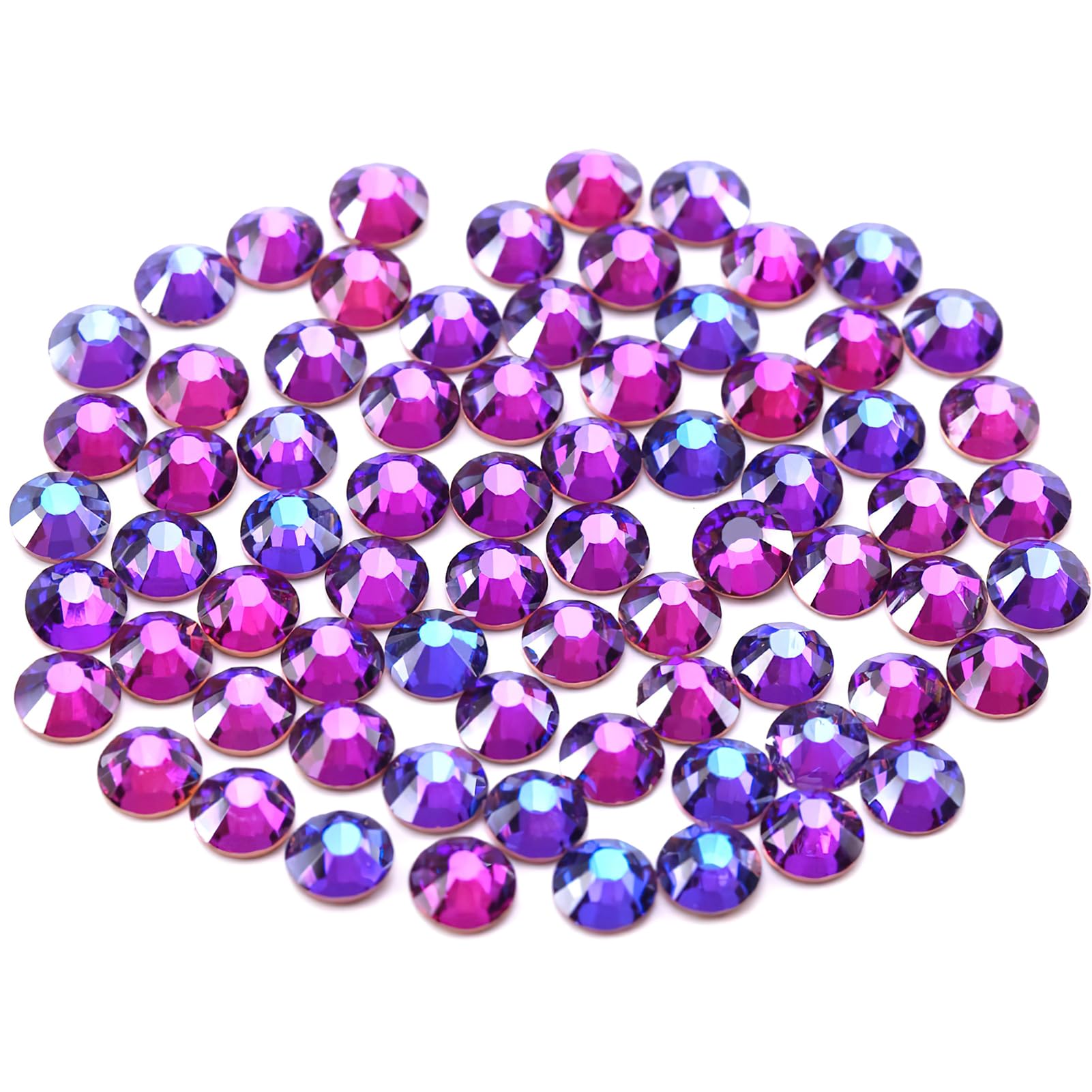 Novani Strass di cristallo allentati con retro piatto, 1440 pezzi strass di vetro per vestiti, scarpe, artigianato, trucco, nail art e decorazioni fai da te (SS8, velluto viola)