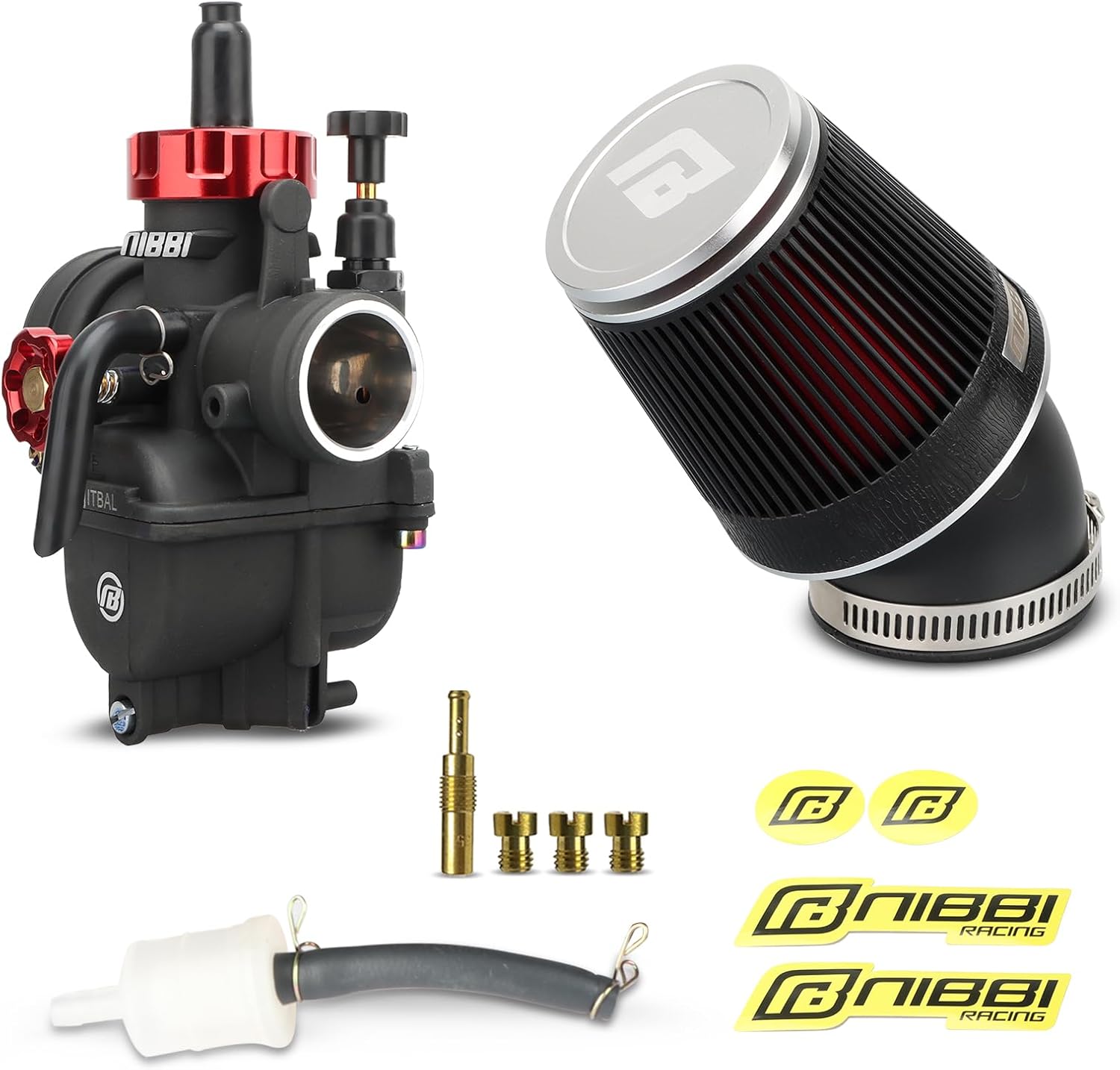 NIBBI PE28 Carburetor Kit, 28mm Carb with Motorcycle CNC Air Filter Fit for Pit Bike Dirtbike Minibike ATV 250cc Tao Tao SSR TTR Apollo