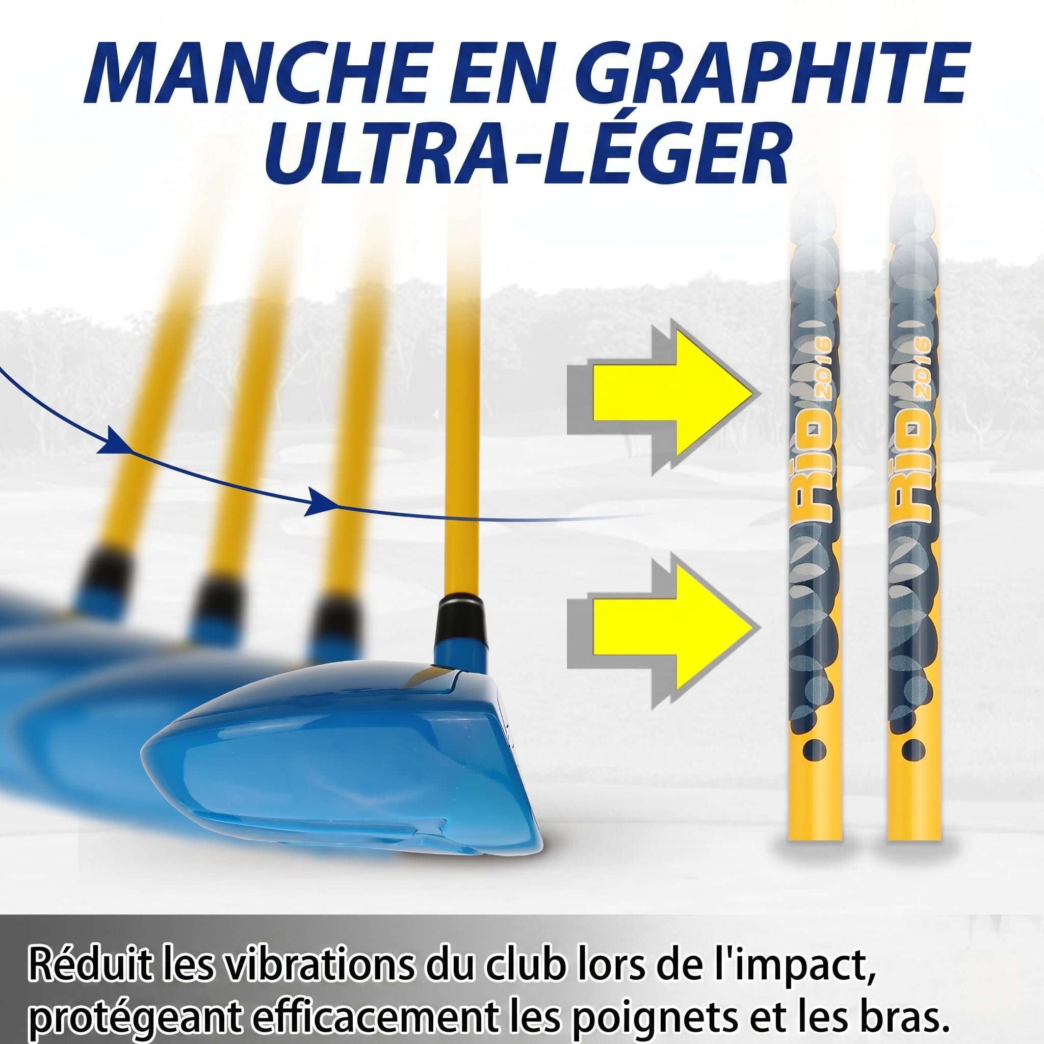 PGM Lot de 3 clubs de golf pour enfants – Peut frapper des balles – Clubs bois, fer et putter – Idéal pour les débutants garçons et filles – Ensemble d'entraînement