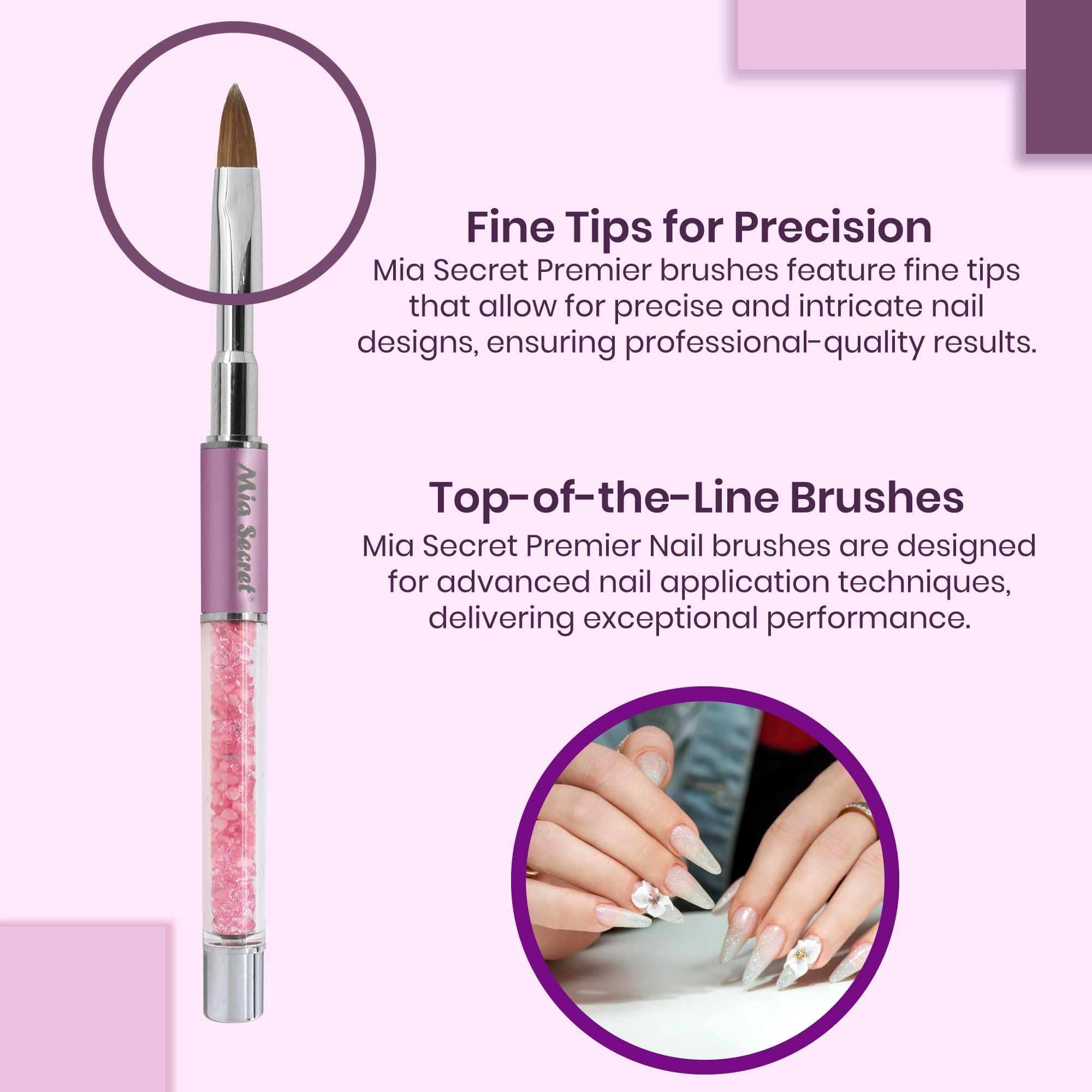 Mia Secret Premier Nail Art Brushes with 100% Kolinsky Hair