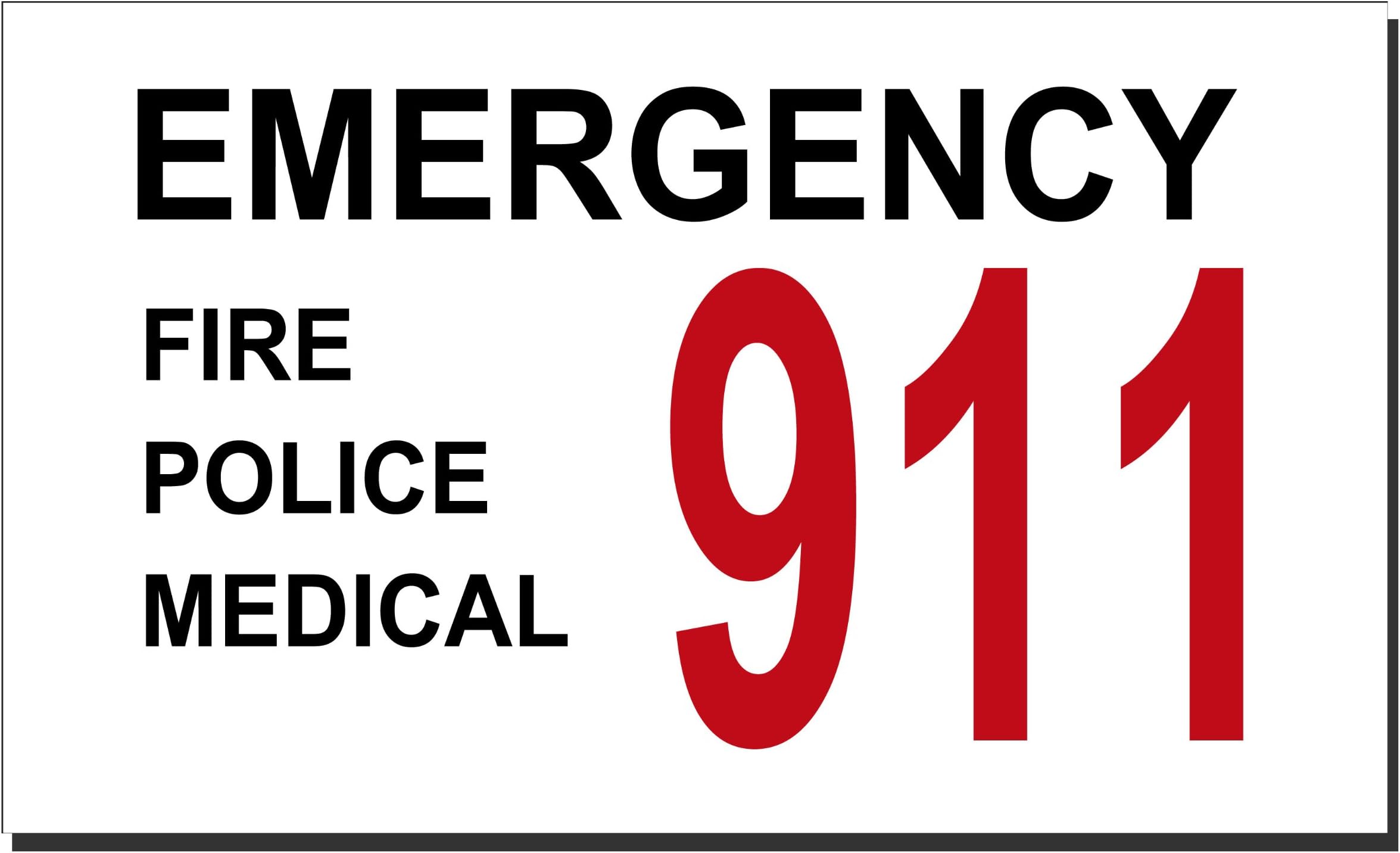 911 10-Inch x 6-Inch Decal 911 Emergency Fire Police Medical