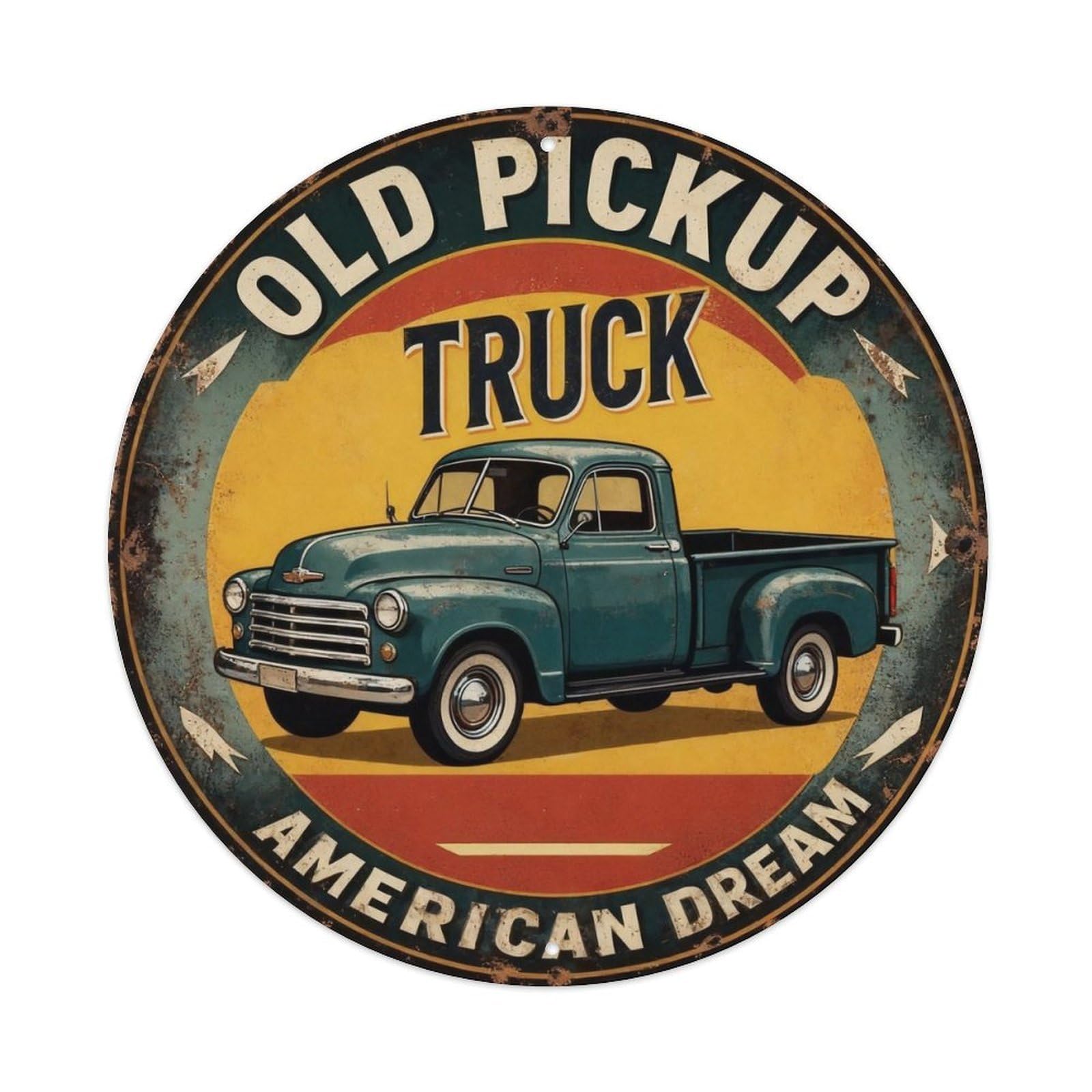 Old Pickup Truck American Dream Metal Tin Sign Plaque