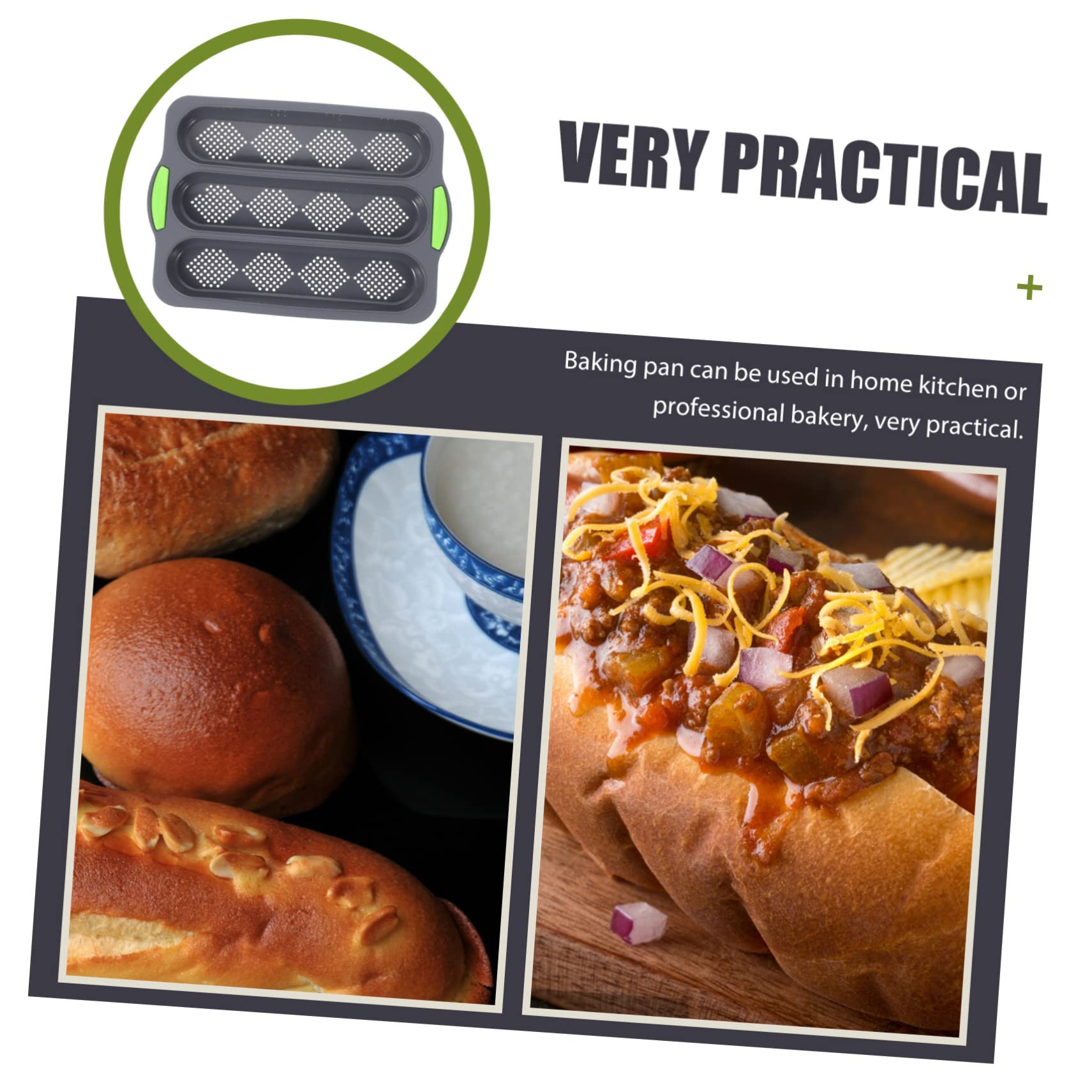 Sosoport Molde para Hornear Baguettes de Silicona Antiadherente Pan de Ranuras Accesorio de Cocina Desmontable para Hornear Pan y Habilidades de Panadería
