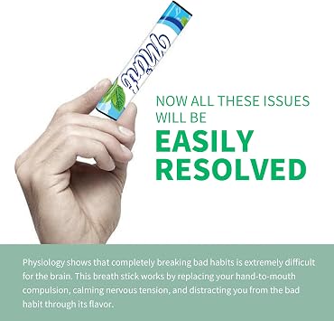 Smokeless Inhalers for Replace Bad Habits, Quit Smoking Inhaler Stick with Silicone Mouthpiece, Non-Electric Quit Vapingtools Herbal Diffuser Stick for Habit Replacement, Ice Mint