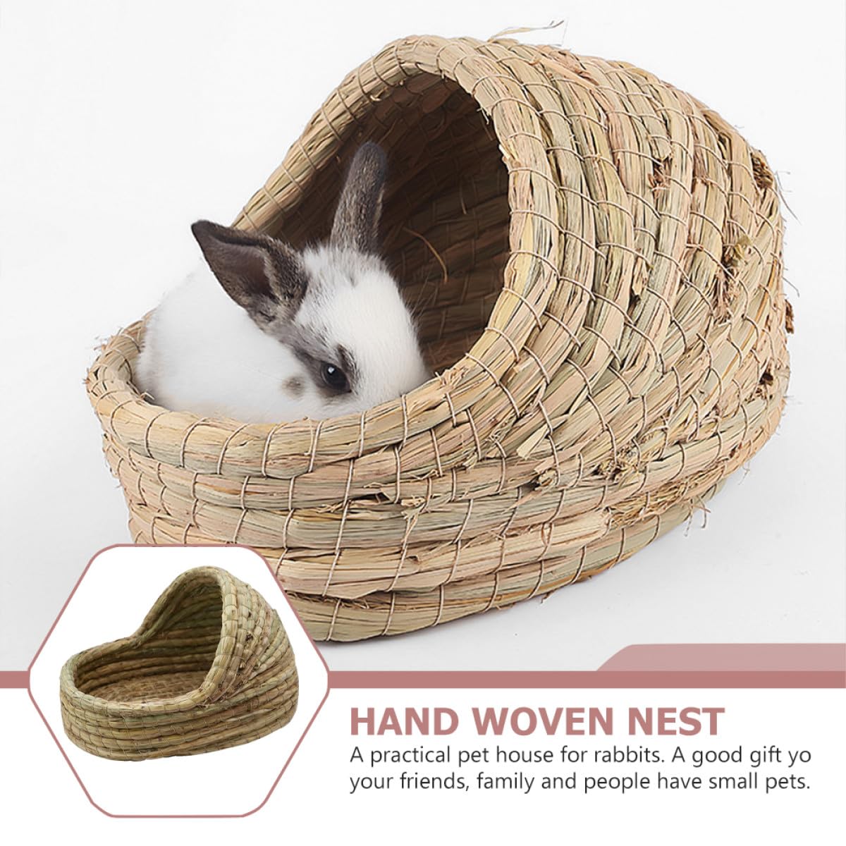 GLEAVI Maison pour Hamster en Paille Tressée, Cachette Portable, Vert