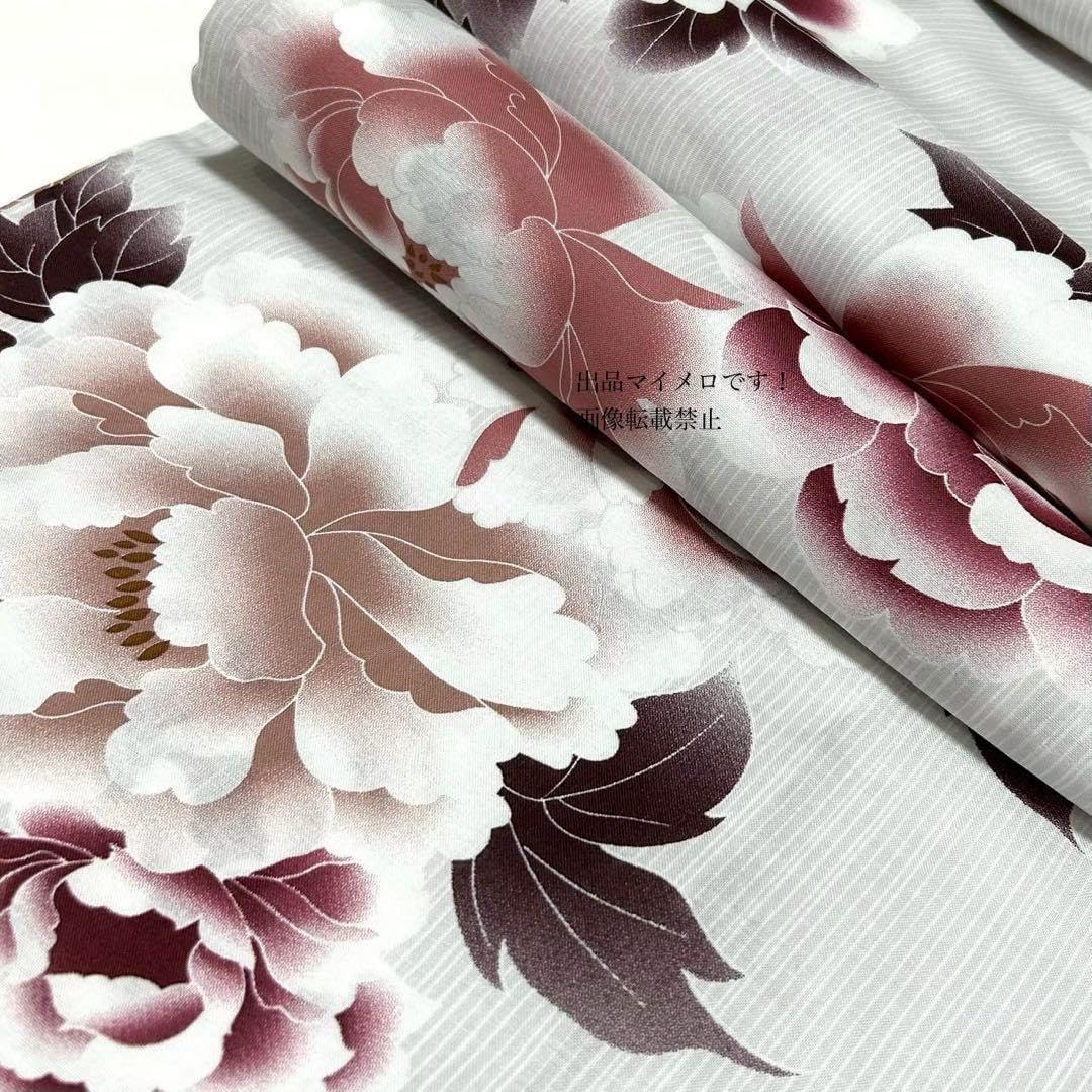 浴衣　大きめサイズ　浴衣 3L 牡丹　兵児帯　ボルドー　2点　新品　0720④ 浴衣 大きめサイズ 浴衣 3L 牡丹 兵児帯 ボルドー 2点 0720④ 浴衣