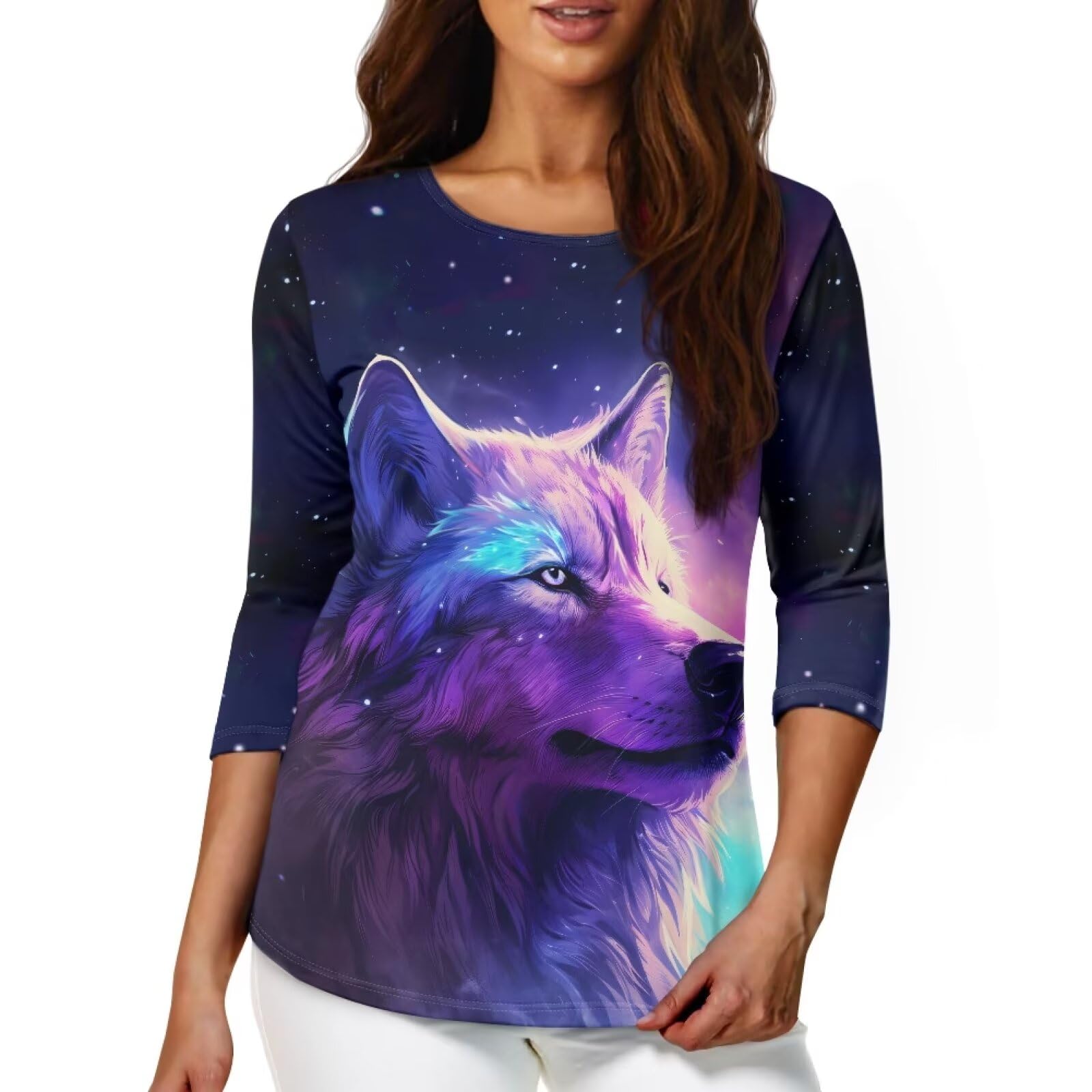 DISNIMO Spring Summer Fall T Shirt for Women 3/4 Sleeve Casual Tunic Tops Blouses Workout Yoga Tees S-2XL