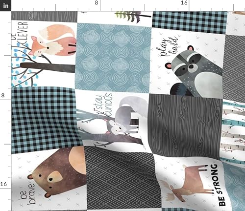 Miniatura 7 de Spoonflower Tela - Edredón de retazos de bosque con diseño de oso girado, alce, zorro, mapache, gris lobo e impreso en tela Minky Fat Quarter