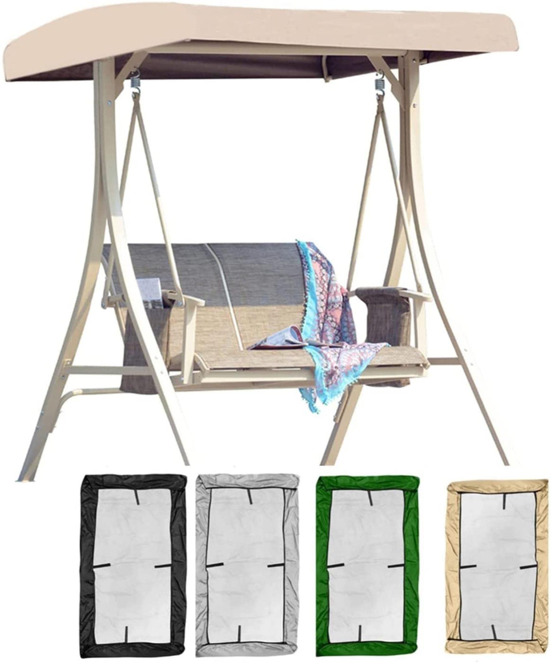 Cubierta De Reemplazo De Dosel Columpio, Cubierta De Dosel Swing Impermeable 210d Oxford Tela, Silla De Jardín Al Aire Libre Cubierta De Protección Solar Cubierta De 3 Plazas
