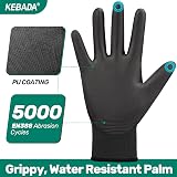 Kebada Gants de travail pour hommes et femmes, gants de sécurité enduits PU, antidérapants et tactiles, idéals jardinage, mécanique, entrepôt, conduite, construction, industrie, Noirs, 12 Paires, L - 2