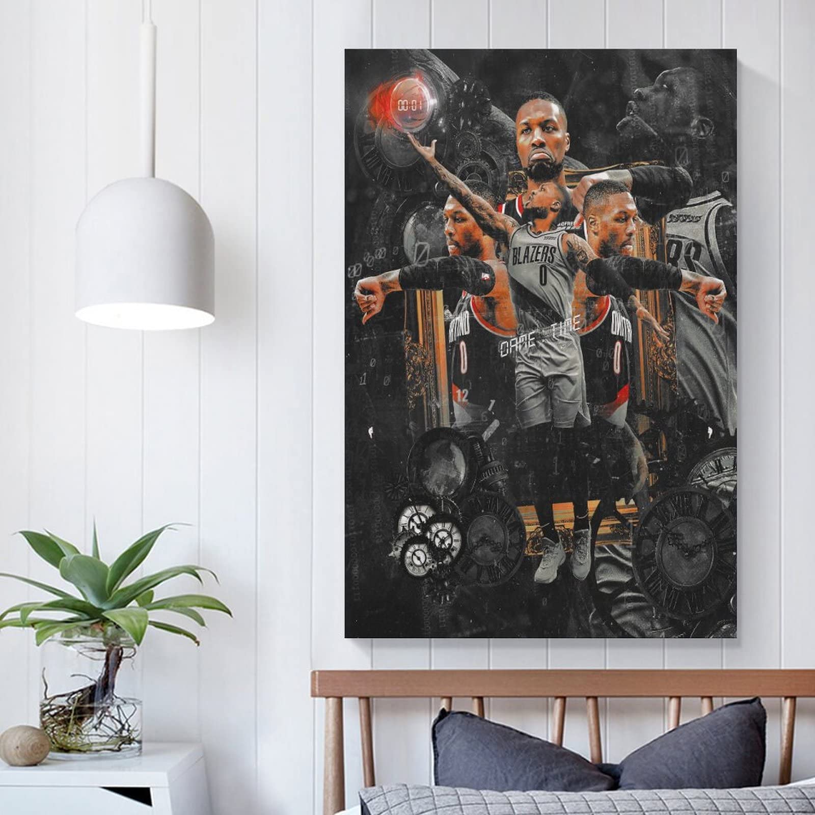 Poster Toile Damian Lillard 60x90 Cm - Décoration Murale NBA Basketteur, Style Sans Cadre Ou Encadré